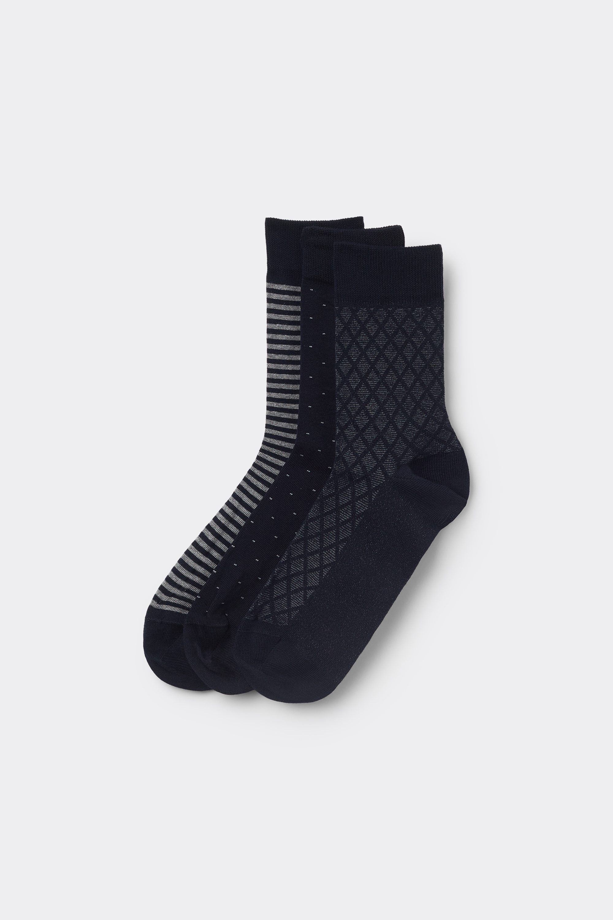 3 Pairs of Men’s Patterned Edgeless Cotton Crew Socks