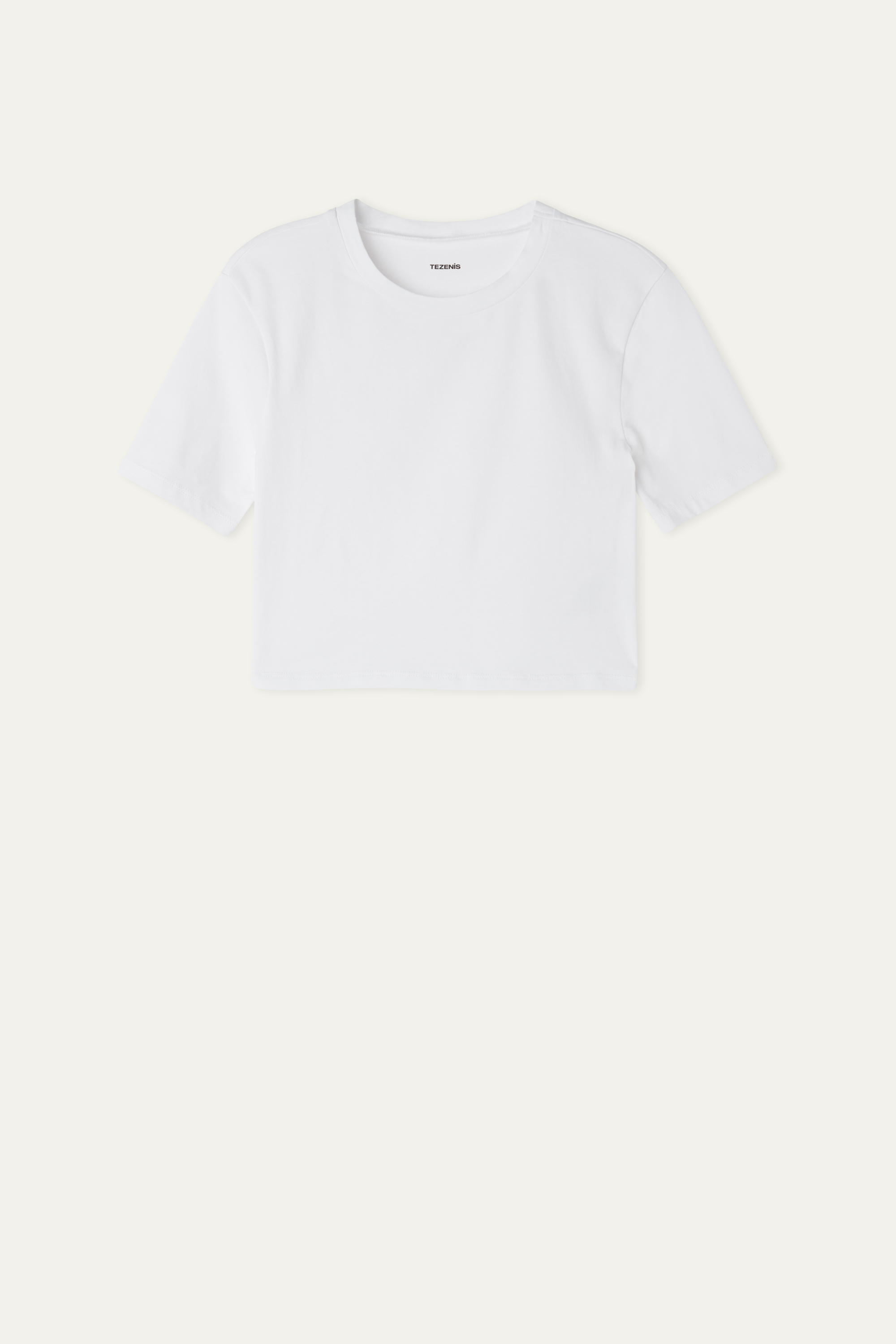 Kurzes T-Shirt aus Baumwolle mit Rundhalsausschnitt