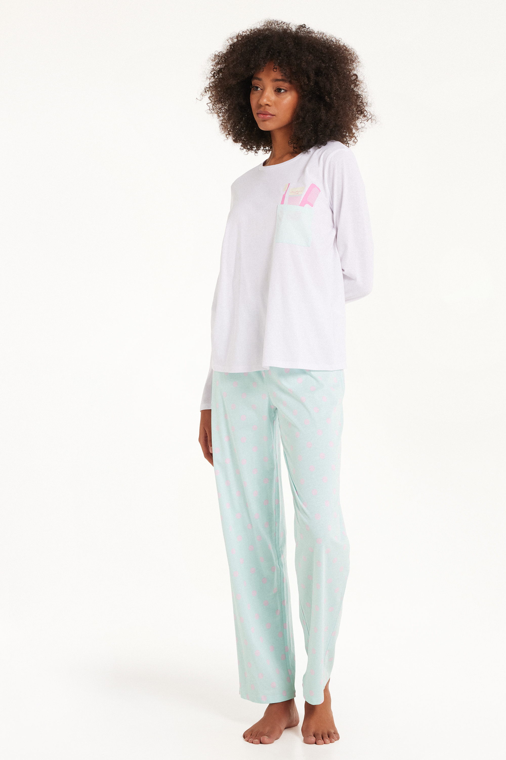 Long Cotton Pyjamas with Pocket