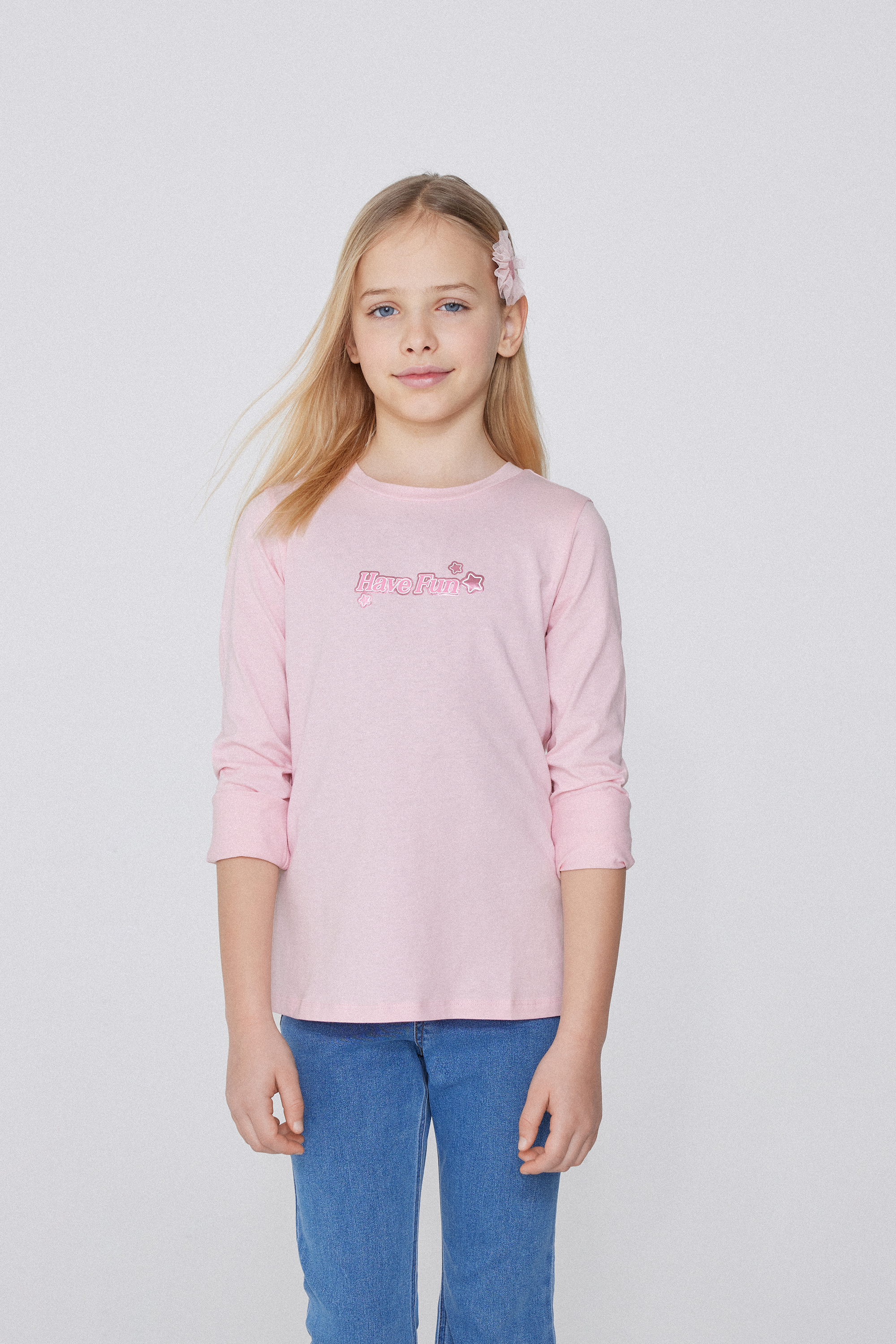 Girls’ Long Sleeve Printed Cotton Top