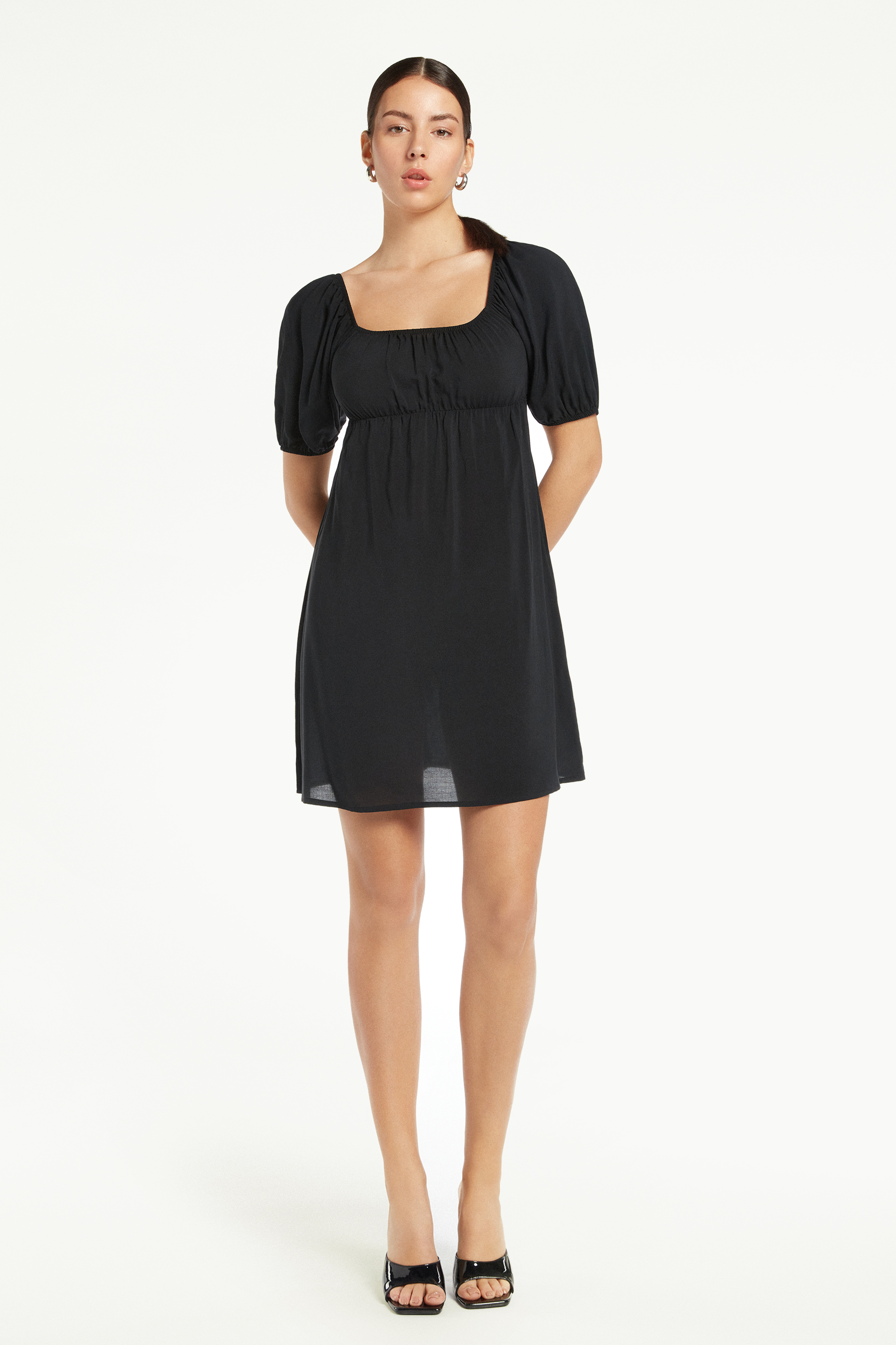 Short Sleeve Short Dress with Crossover Back