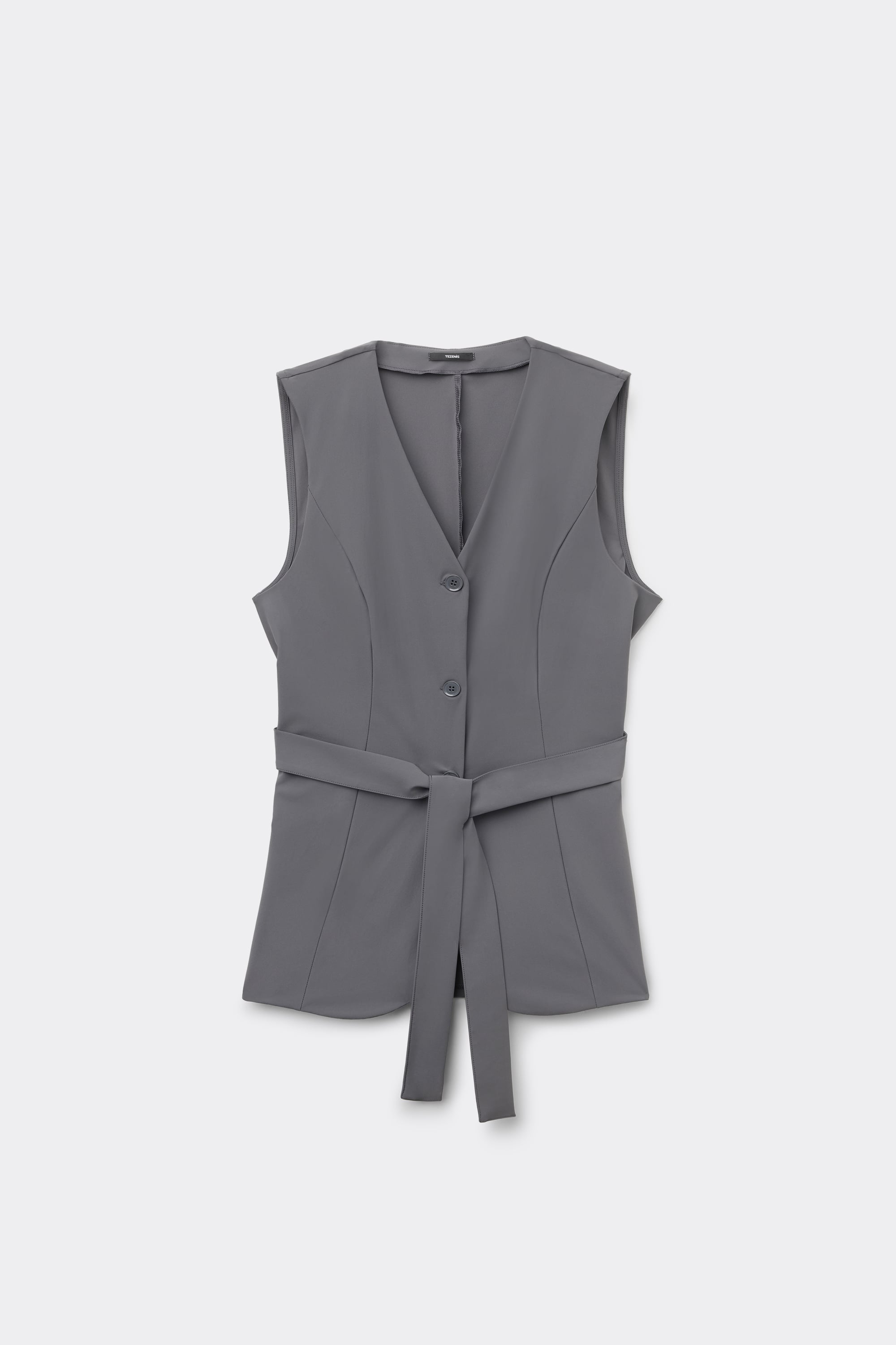Gilet Lungo con Bottoni in Microfibra Easy Fit