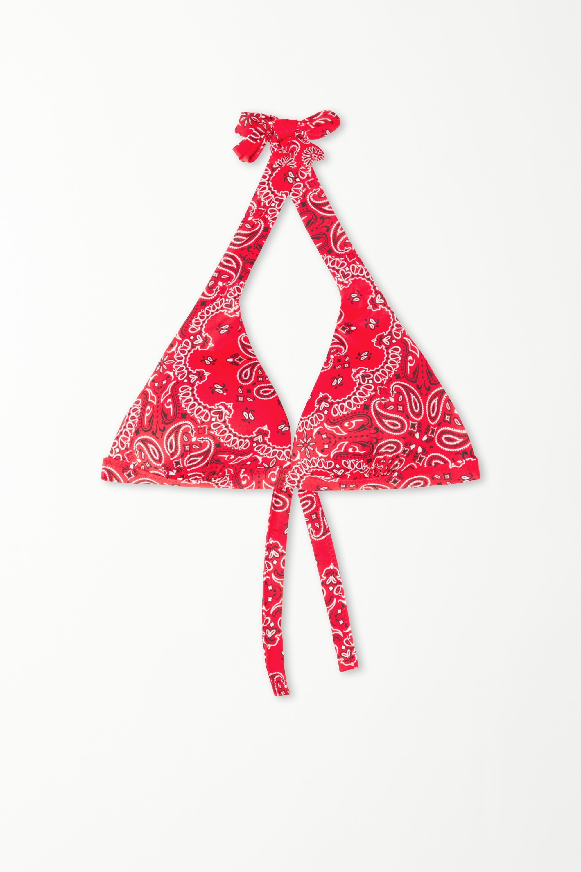 Červená Mierne Vystužená Trojuholníková Bikinová Podprsenka s Kašmírovým Vzorom Family