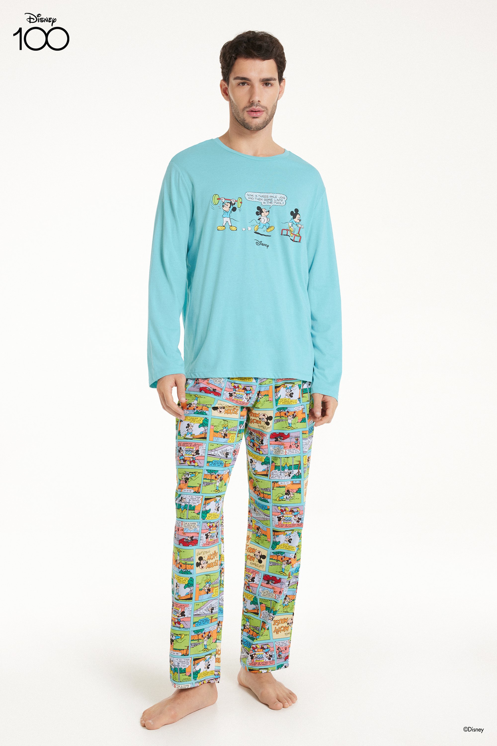 Pyjama Long Coton avec Imprimé Disney 100