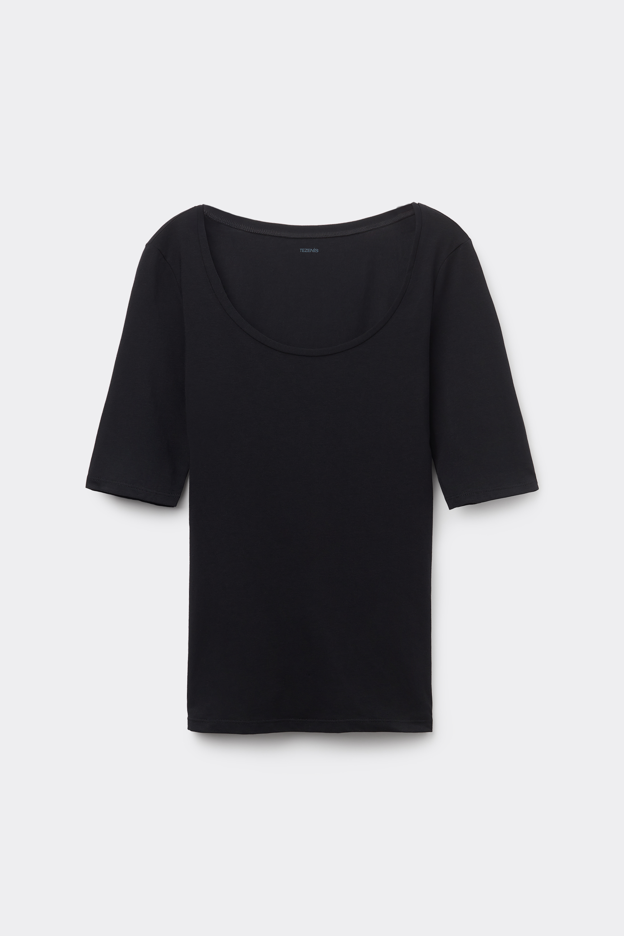 Short-Sleeve Scoop-Neck Top in Cotton