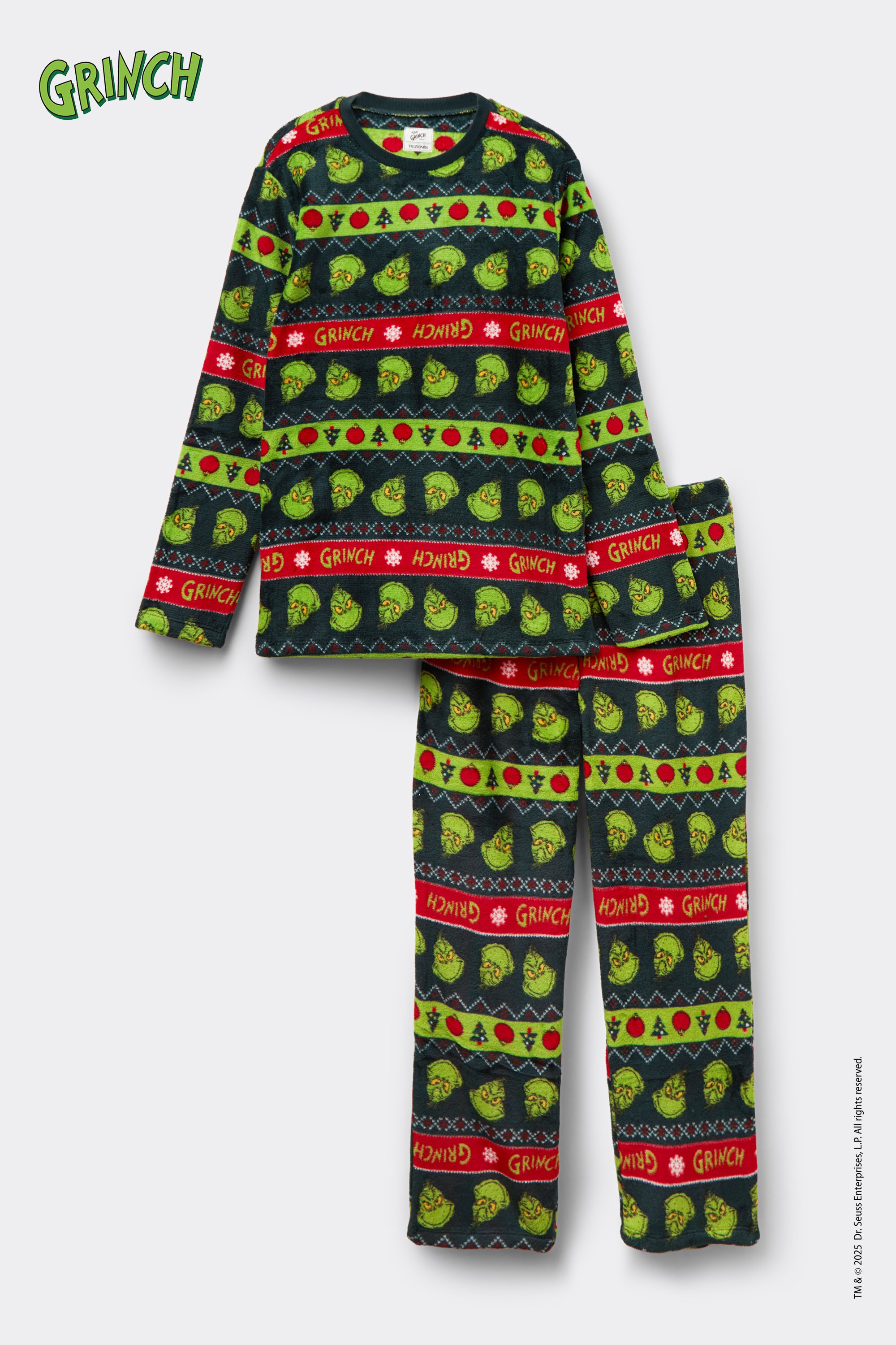 Christmas Grinch Long Light Fleece Pyjamas