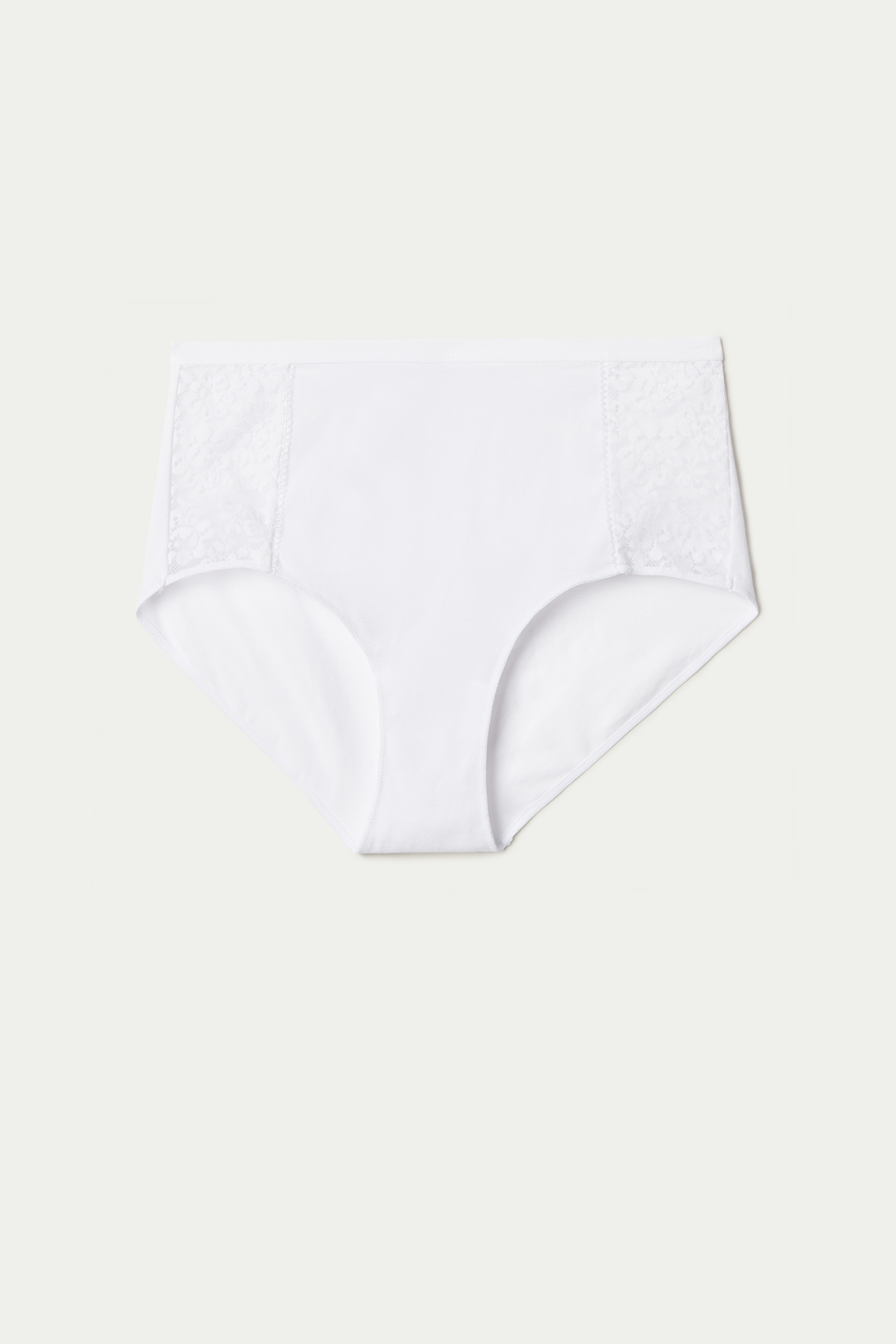 Cotton and Recycled Lace High-Waisted Panties