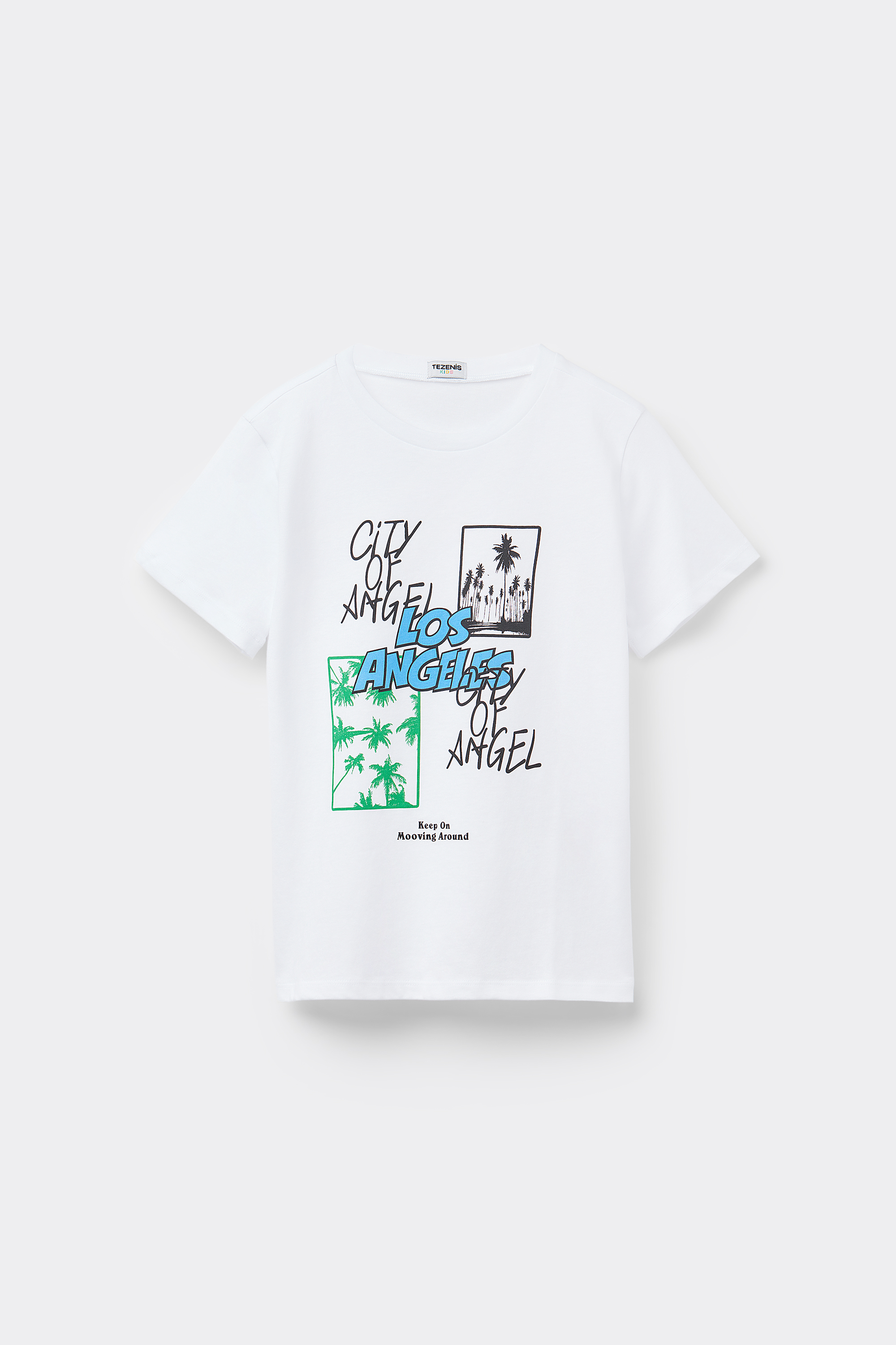 Camiseta con Cuello Redondo de Algodón con Estampado