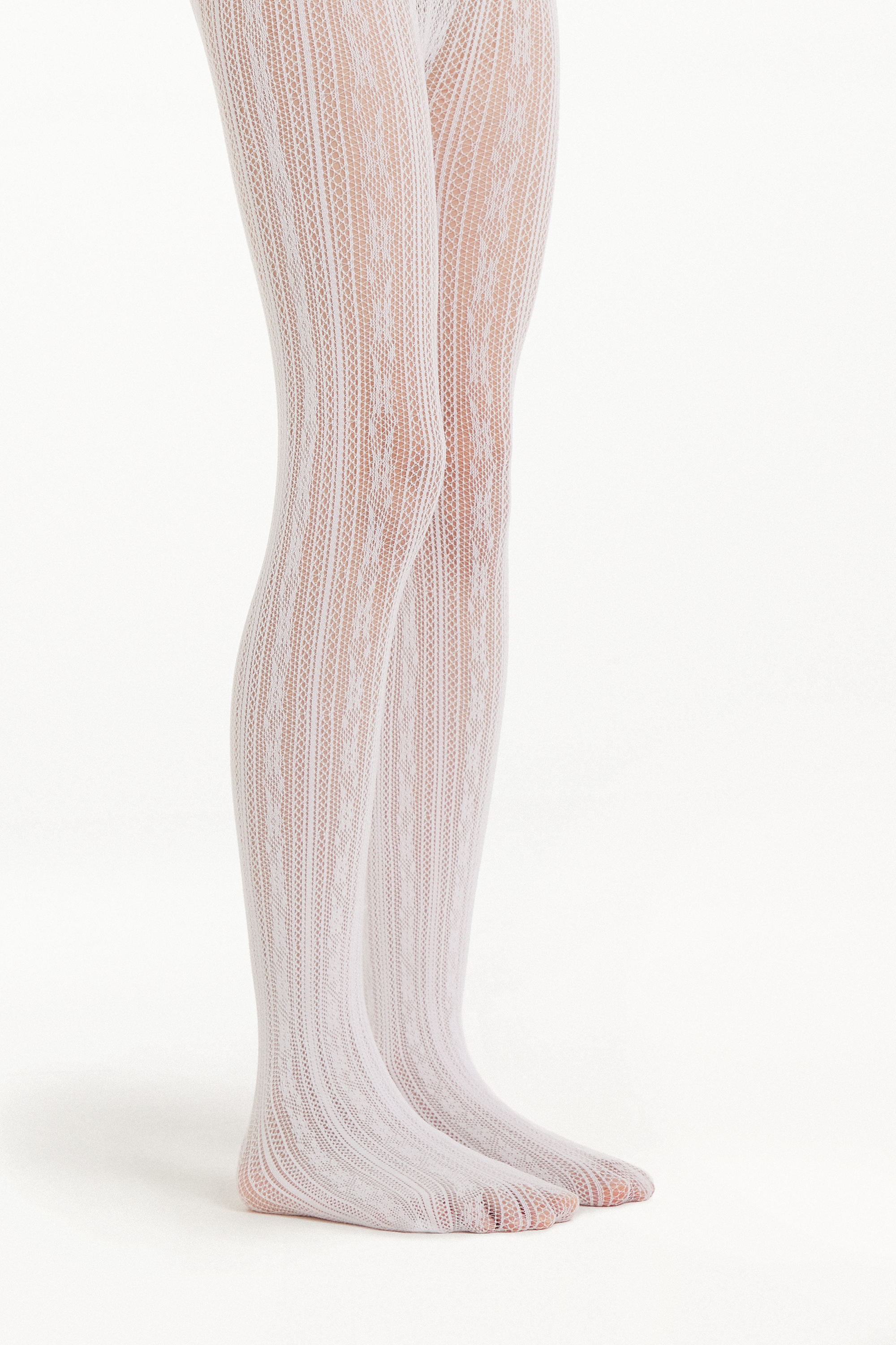 Girls’ Floral Striped Mesh Tights
