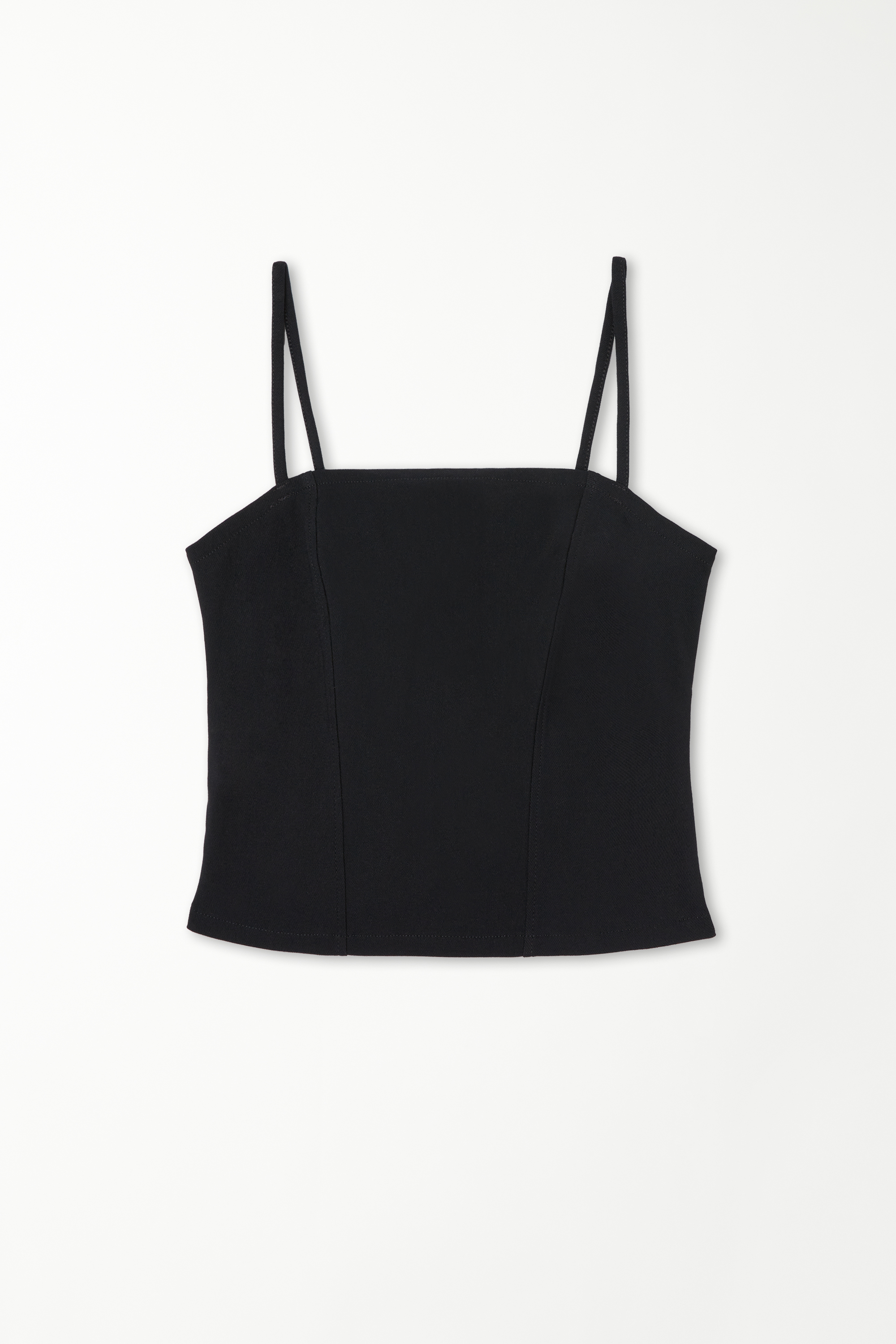 Top Corto con Spalline Sottili in Tela Elasticizzata