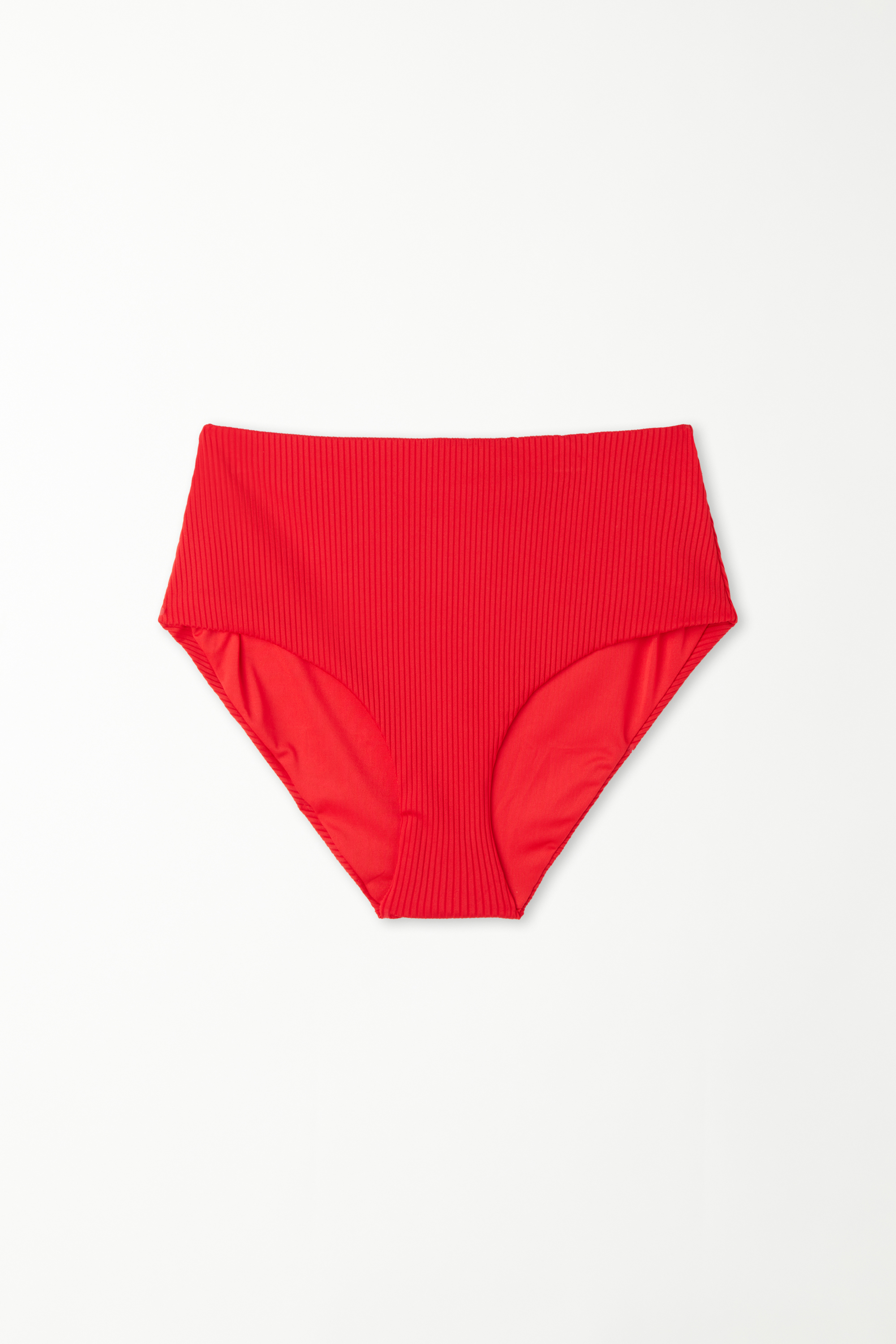 High-Waist Bikini Bottoms in Recycled Ribbed Microfibre
