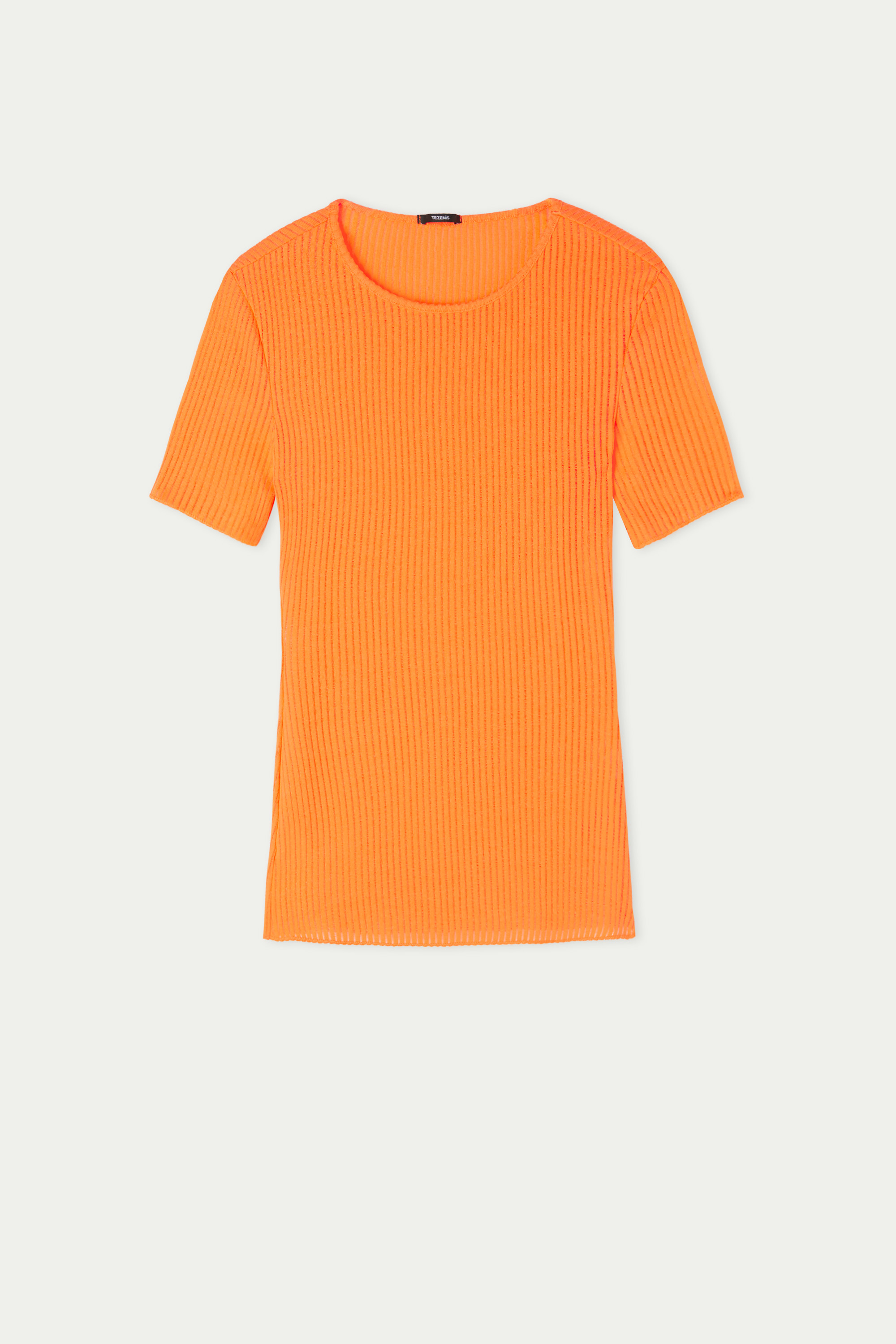 Camiseta de Manga Corta con Cuello Redondo de Canalé Ultralight Rib
