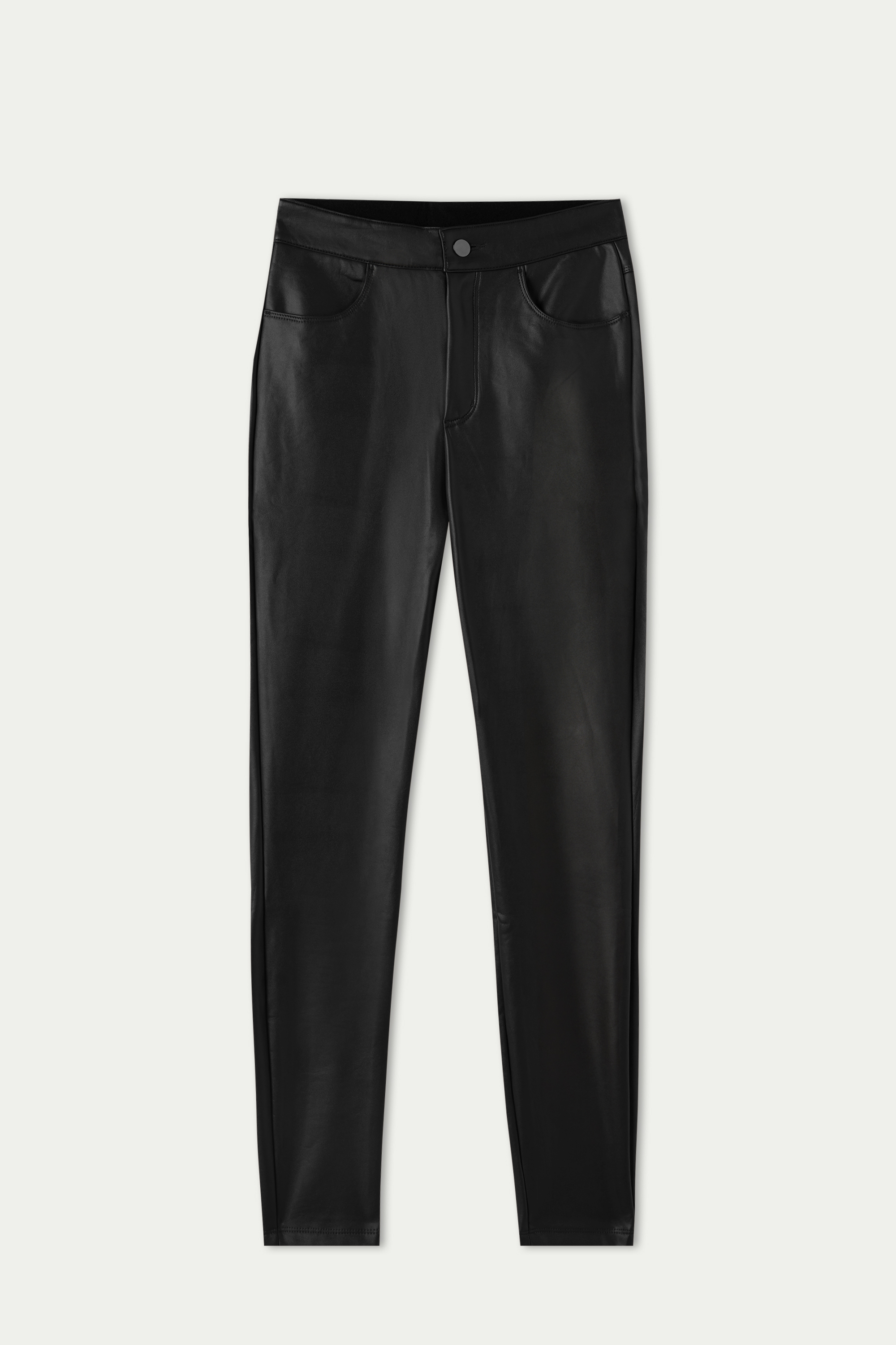 Coated-Effect Thermal Pants with Five Pockets