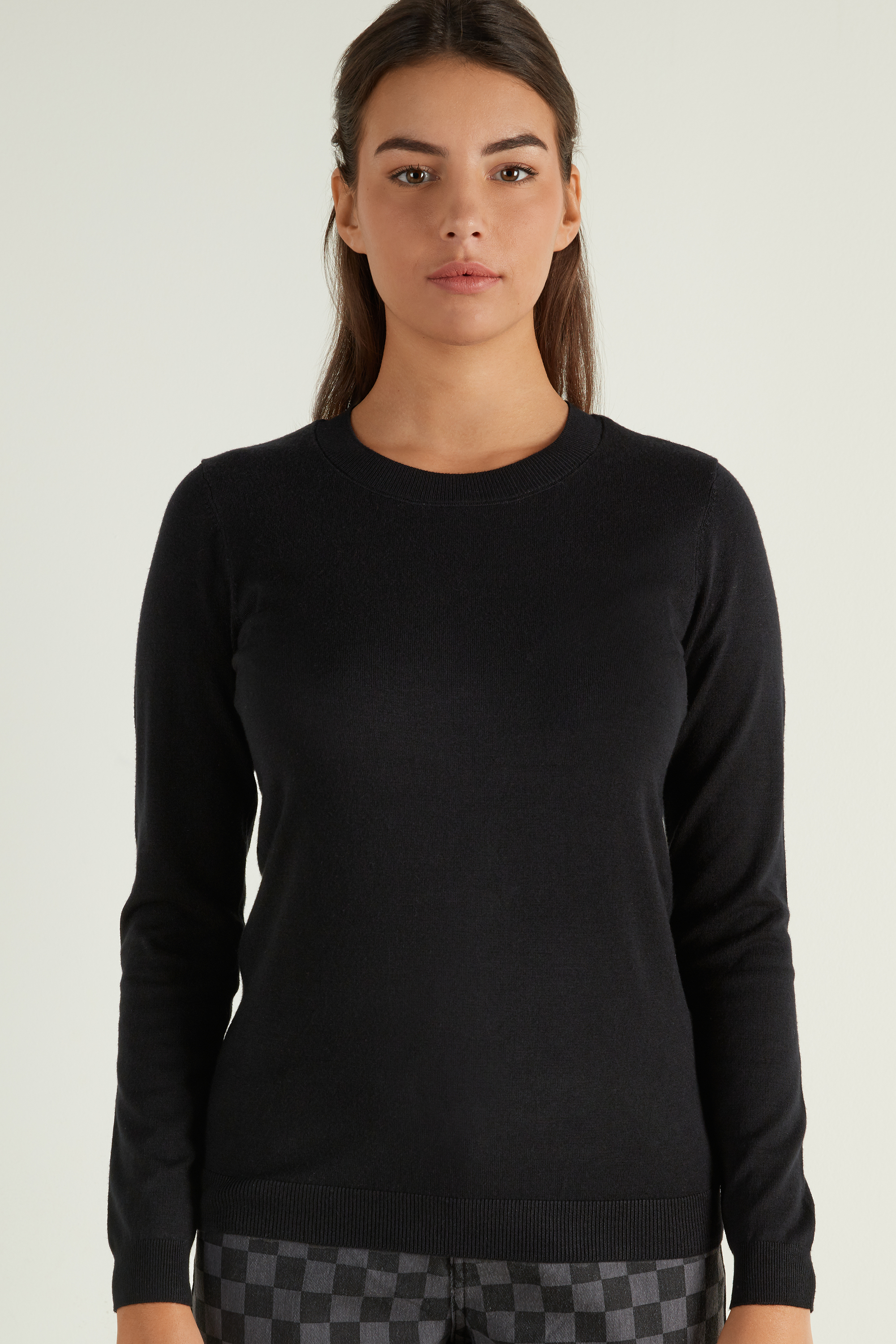 Long Sleeve Round-Neck Fully Fashioned Top - Long-Sleeved Tops - Women ...