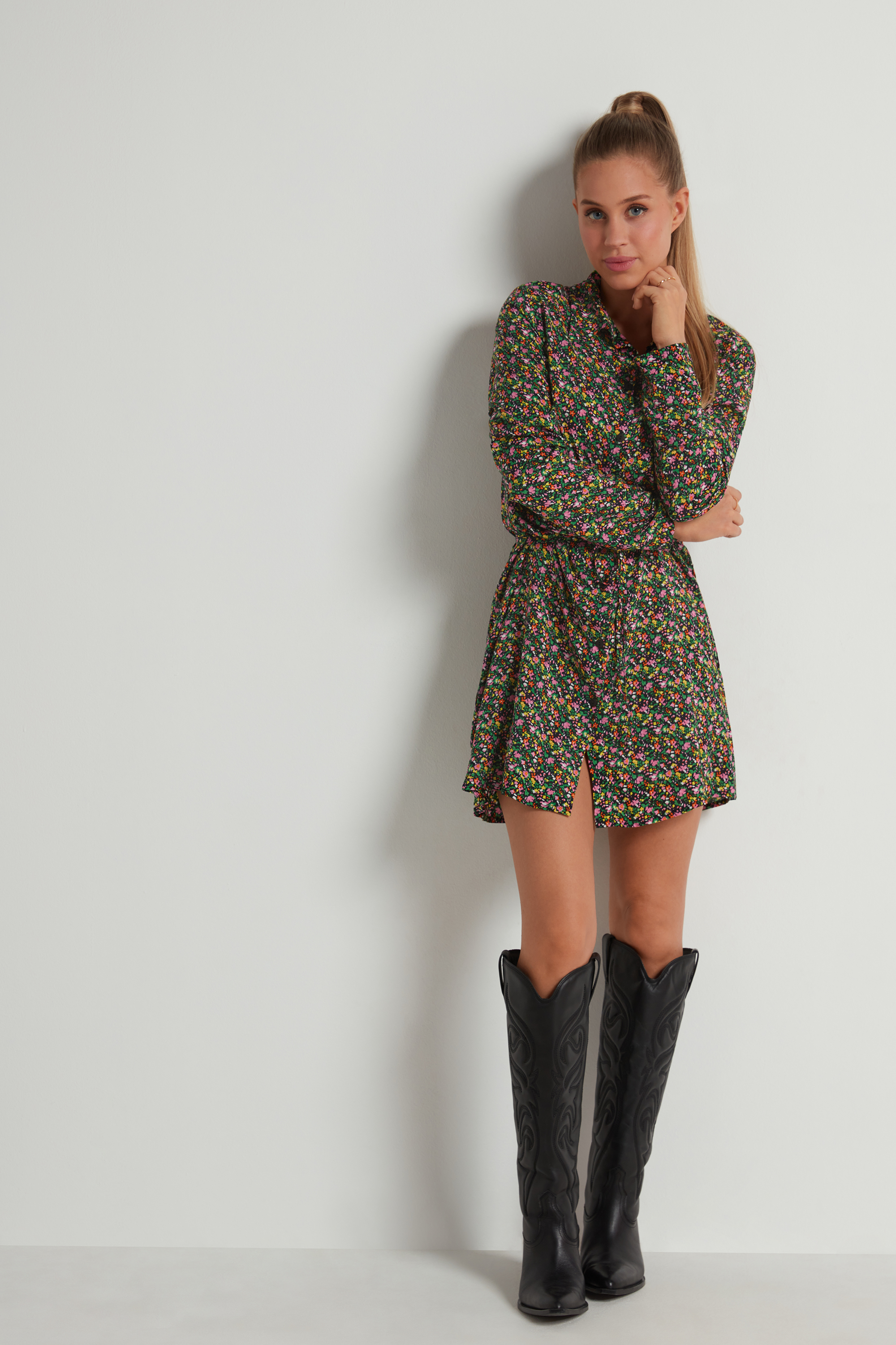 Long Sleeve Viscose Cloth Shirtdress