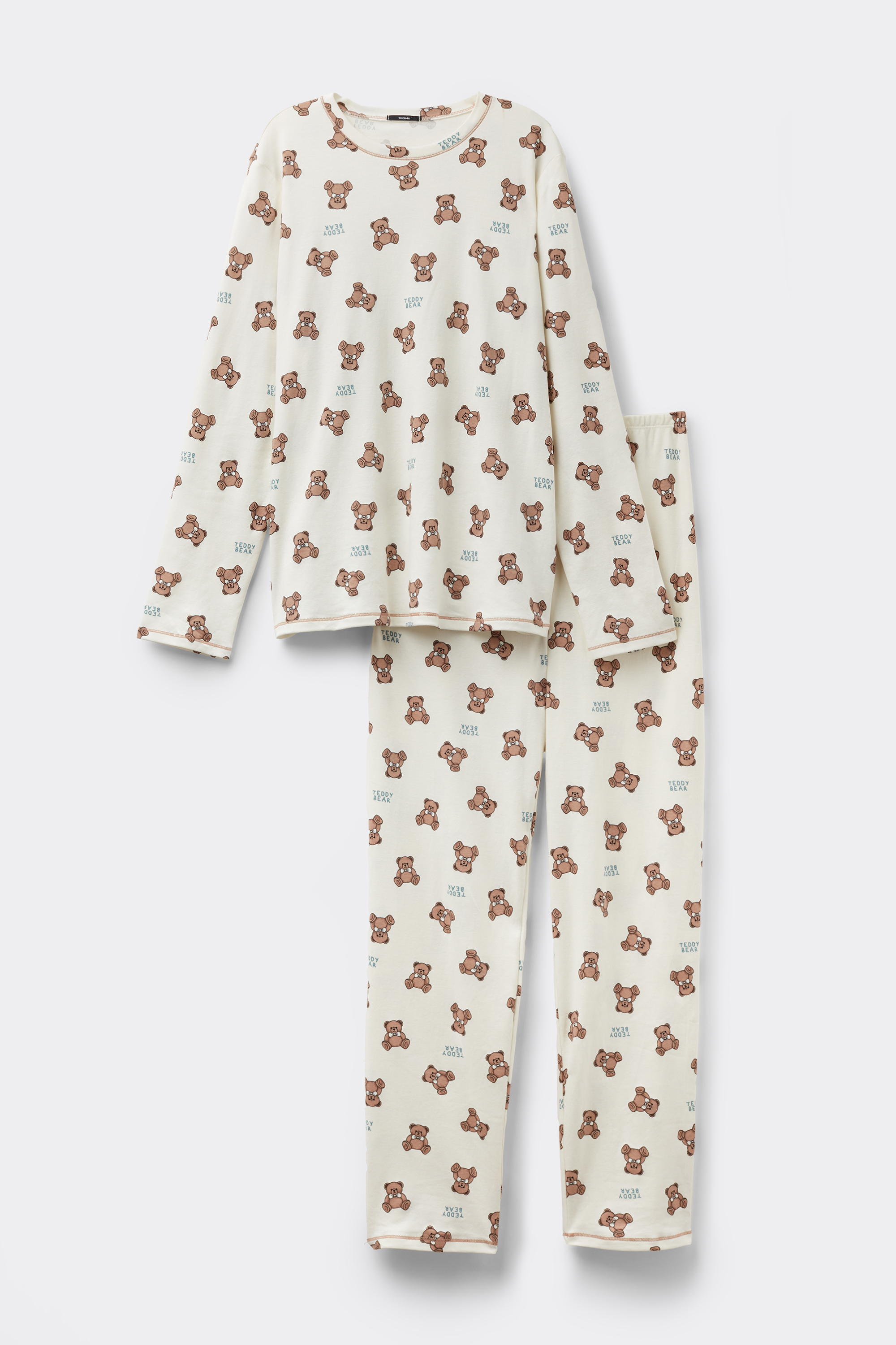 Teddy Bear Print Long Cotton Pyjamas