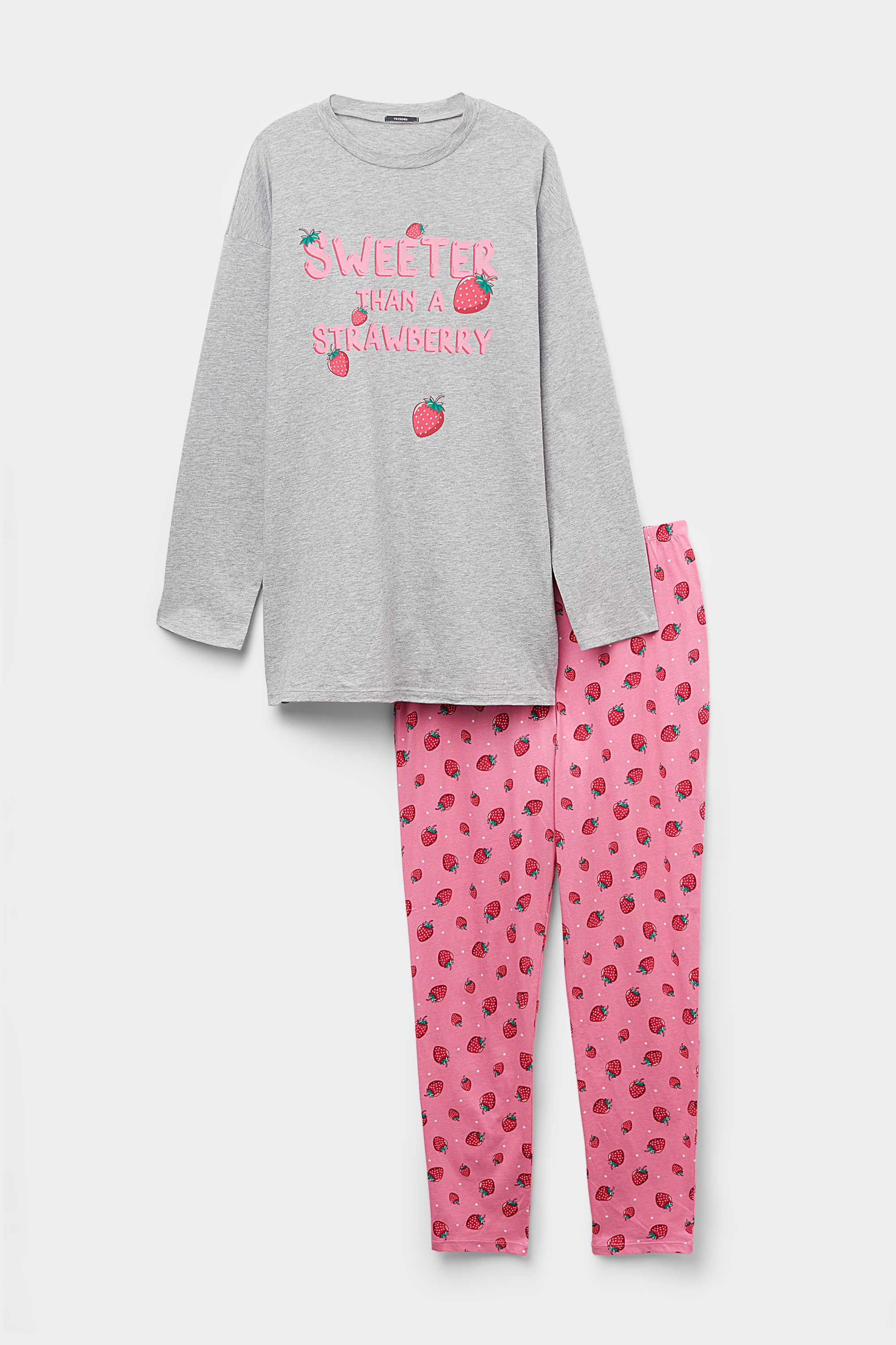 Pijama Comprido Algodão Estampado Morango
