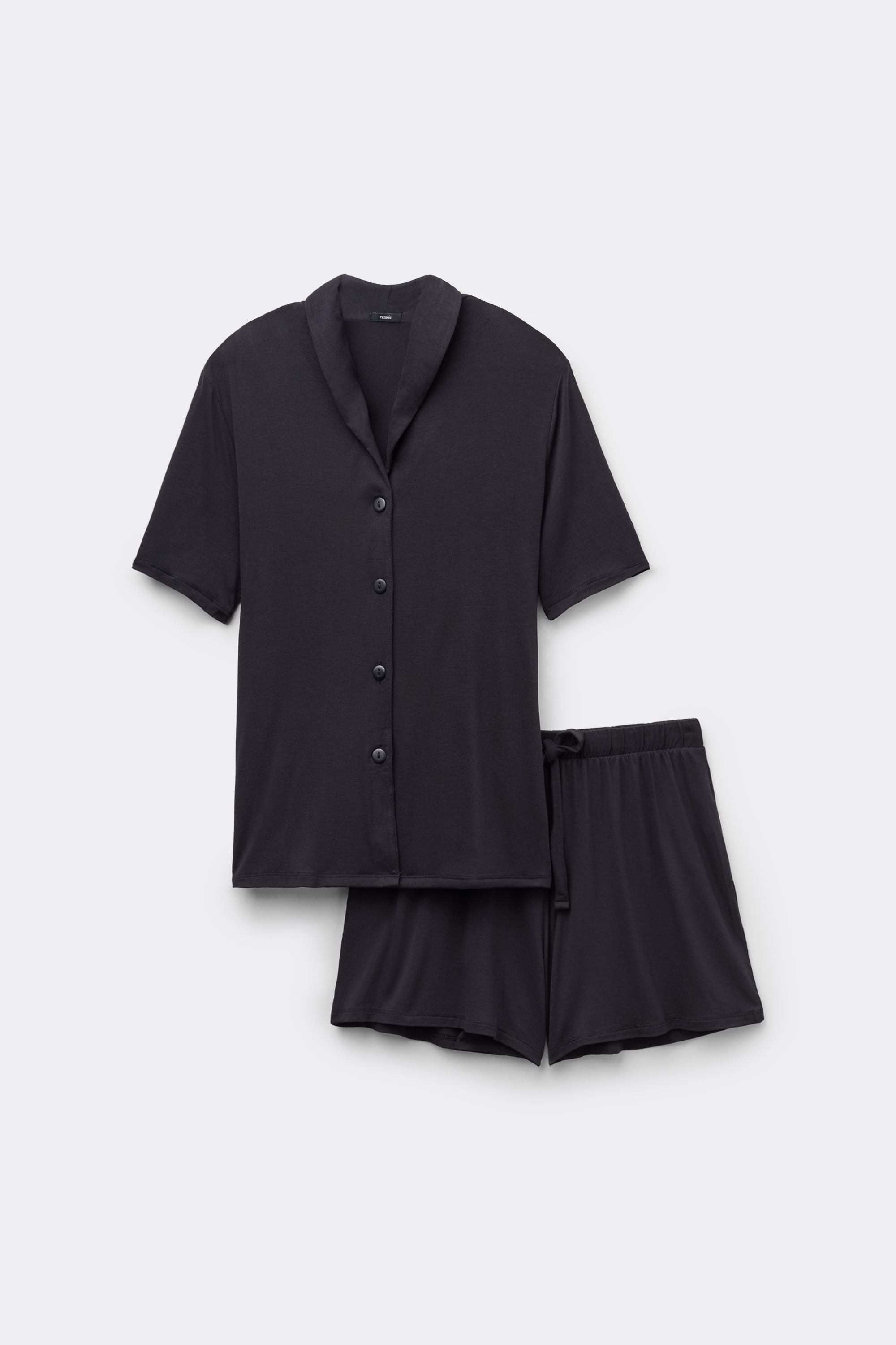Short-Sleeved Short Viscose Button-Up Pyjamas