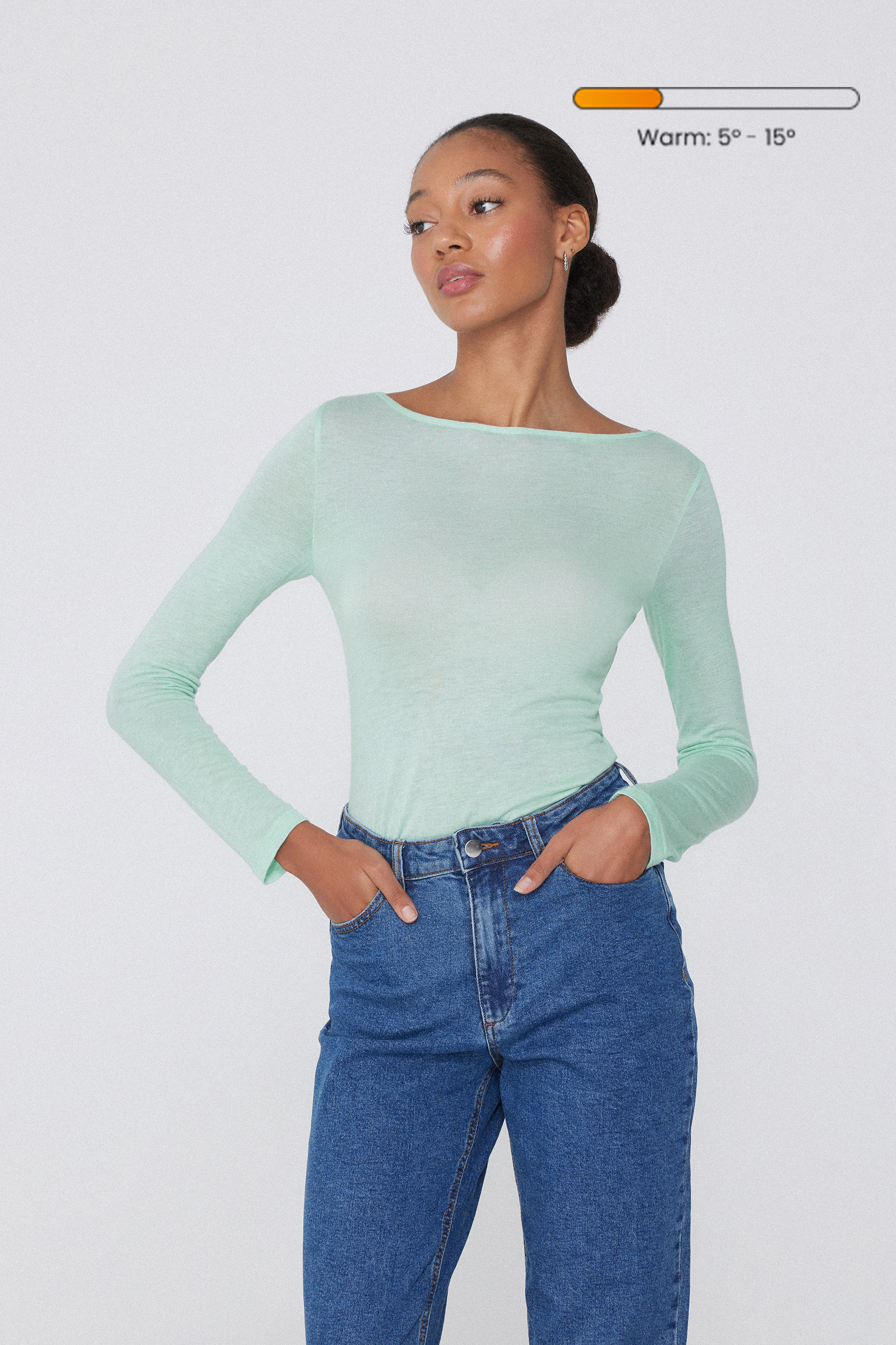 Viscose and Merino Wool Boat Neck Top