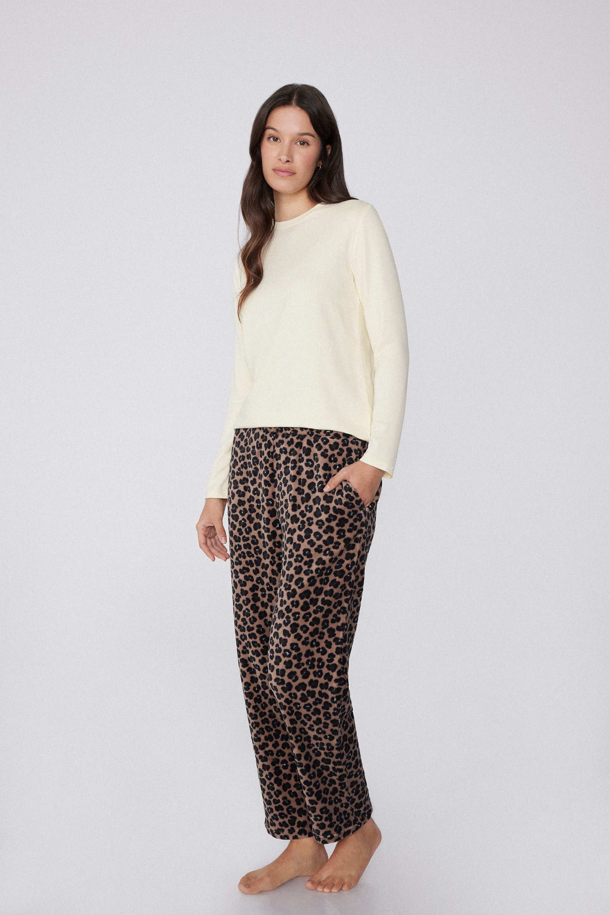 Pantaloni Lungi Fleece Ușor Imprimeu