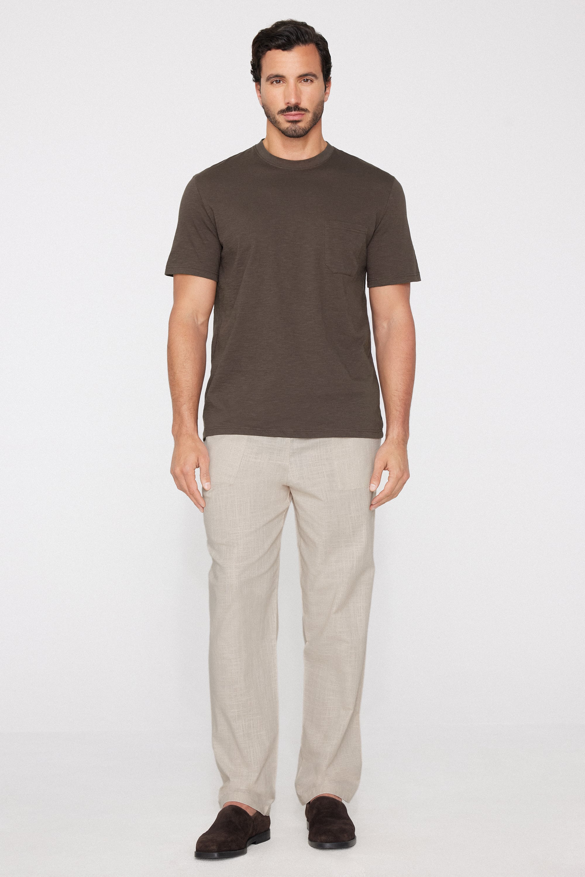 T-Shirt in Cotone Fiammato con Taschino