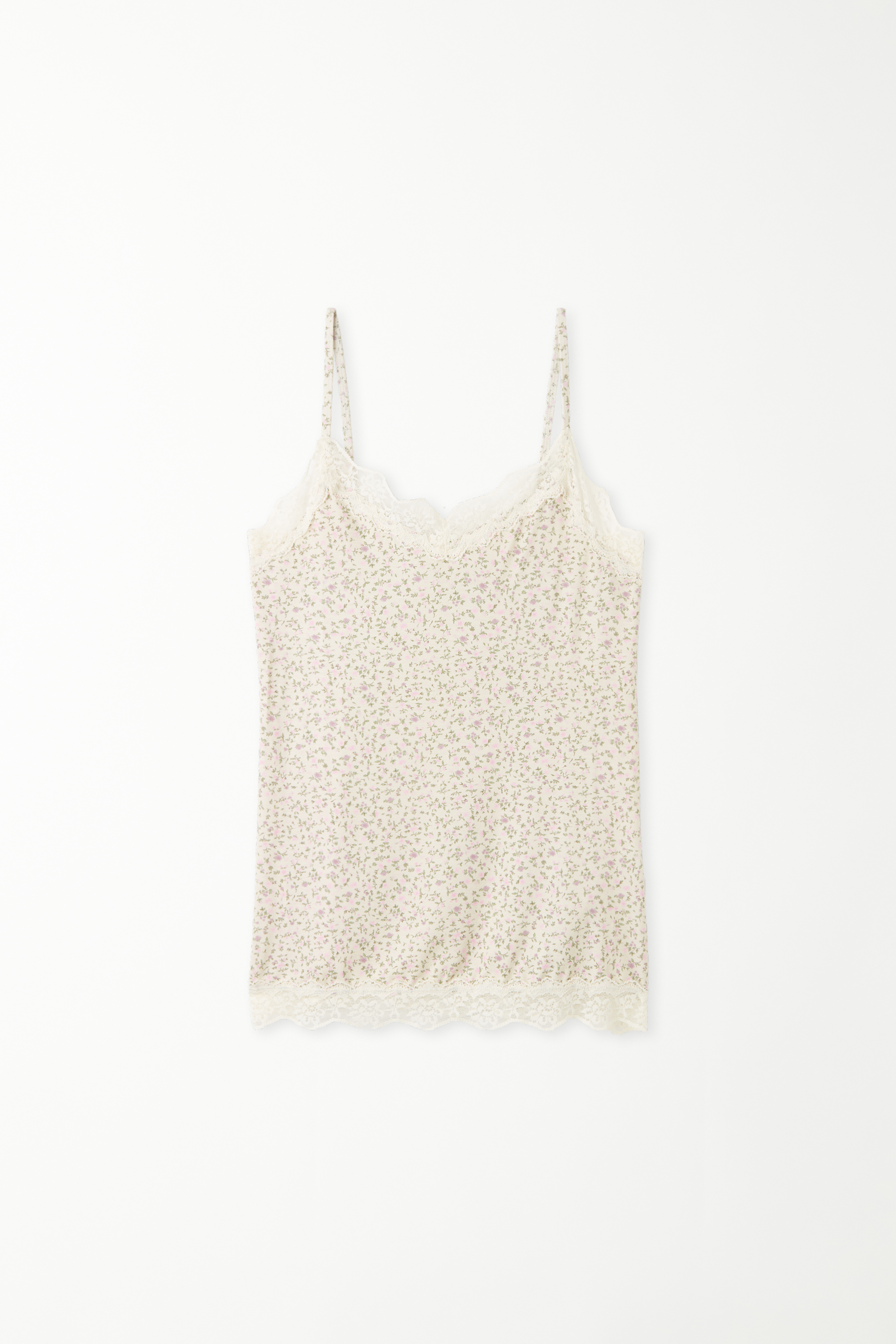 V Neck Tank Top with Lace Insert