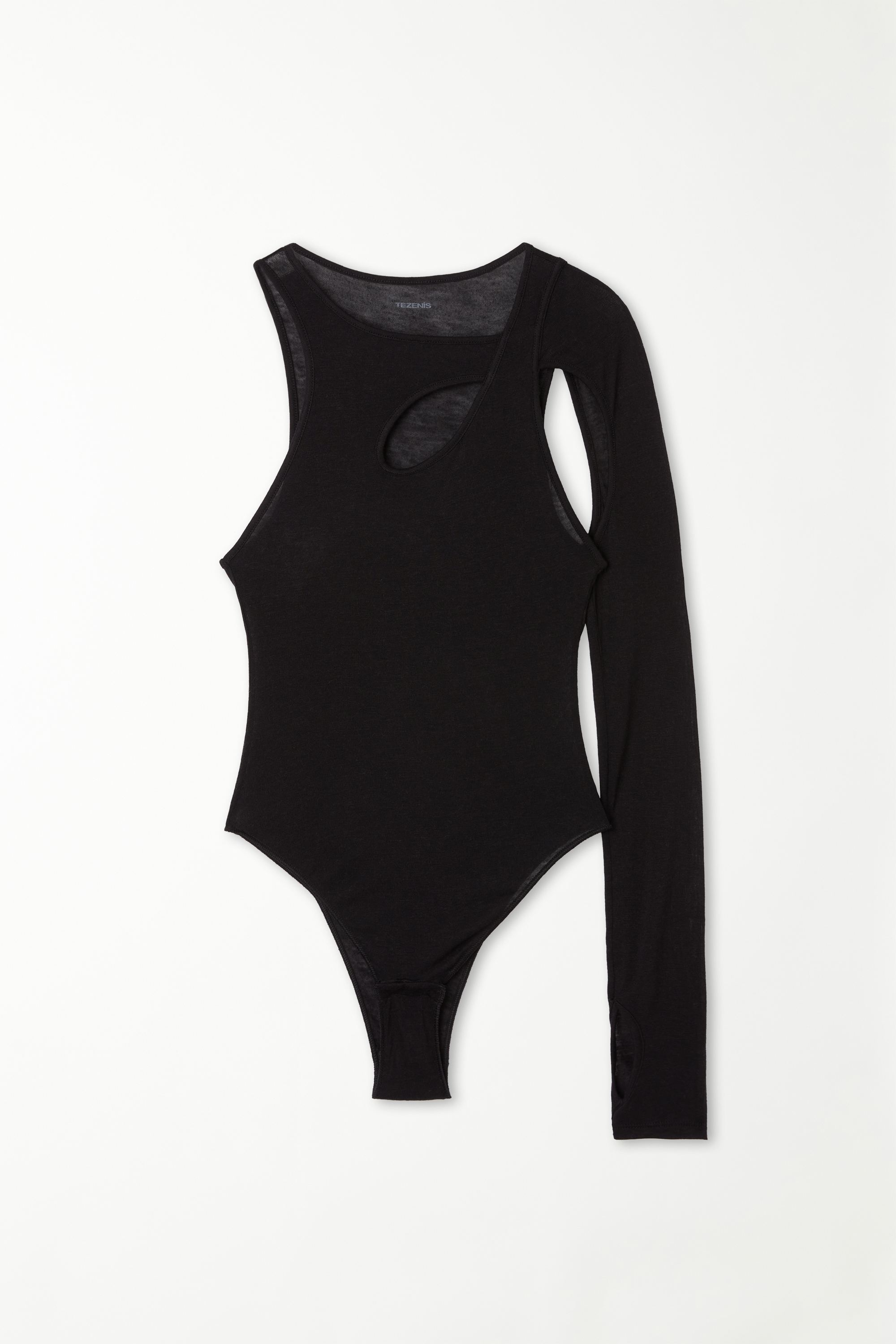 One-Shoulder Wool and Viscose Cut-Out Bodysuit