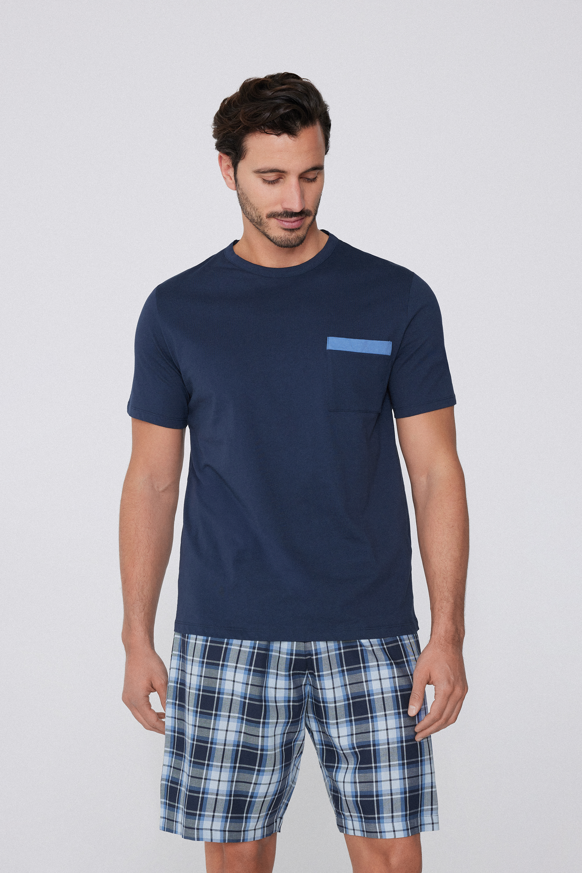 Short Sleeve Cotton and Canvas Pajamas