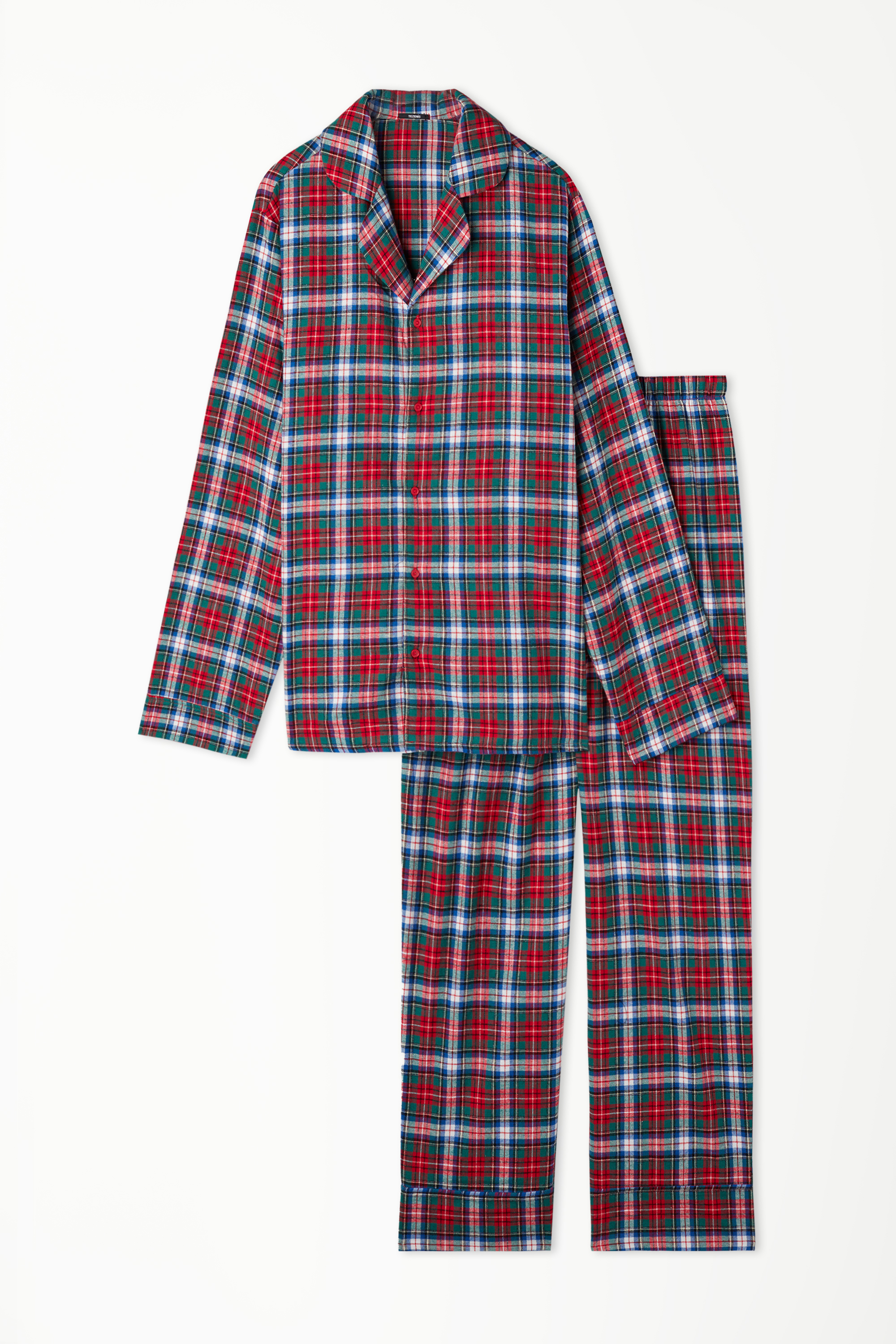 Langer Pyjama mit durchgeknöpftem Oberteil aus Flanell