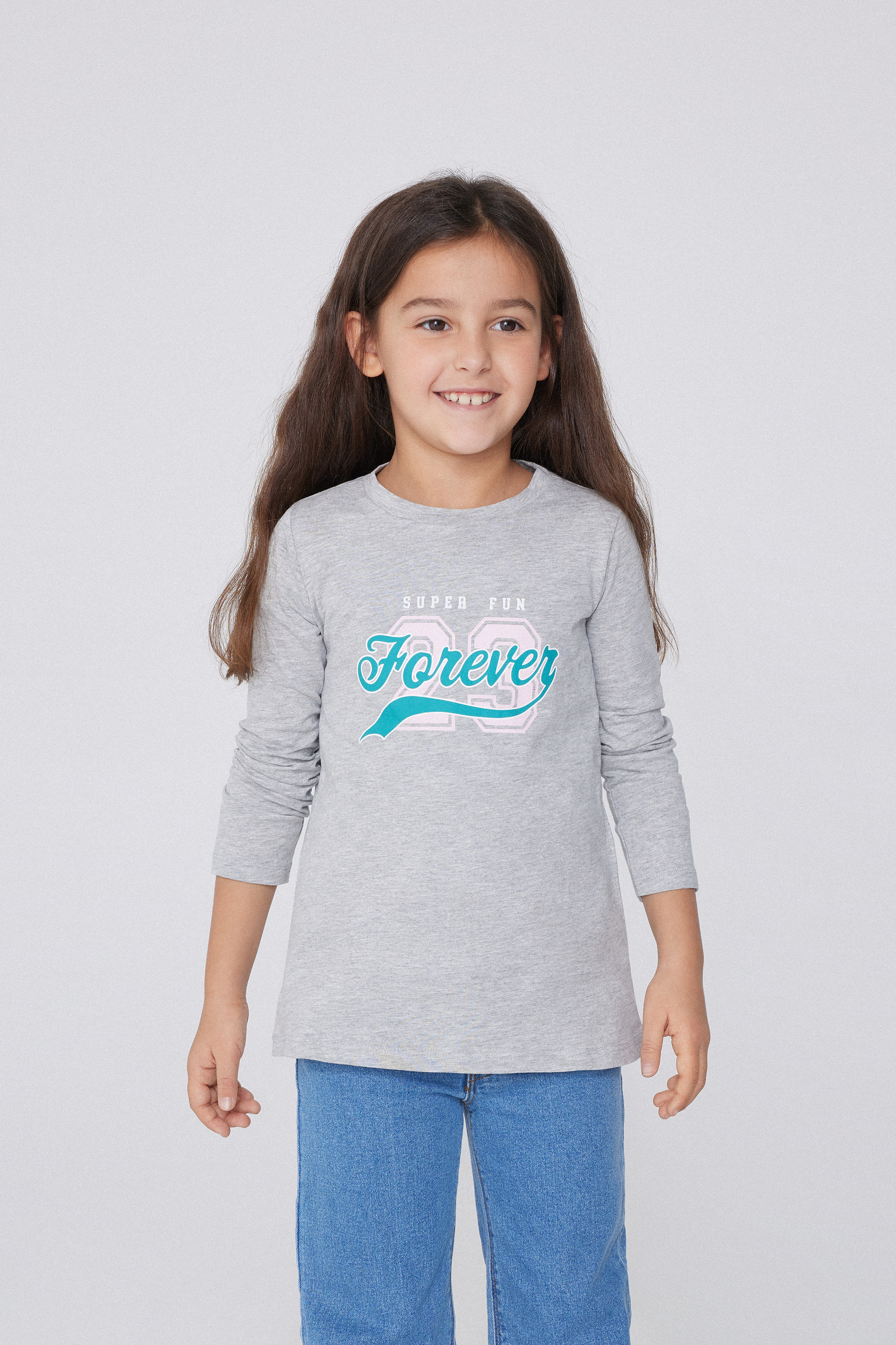 Camisola Manga Comprida Decote Redondo Algodão com Estampado