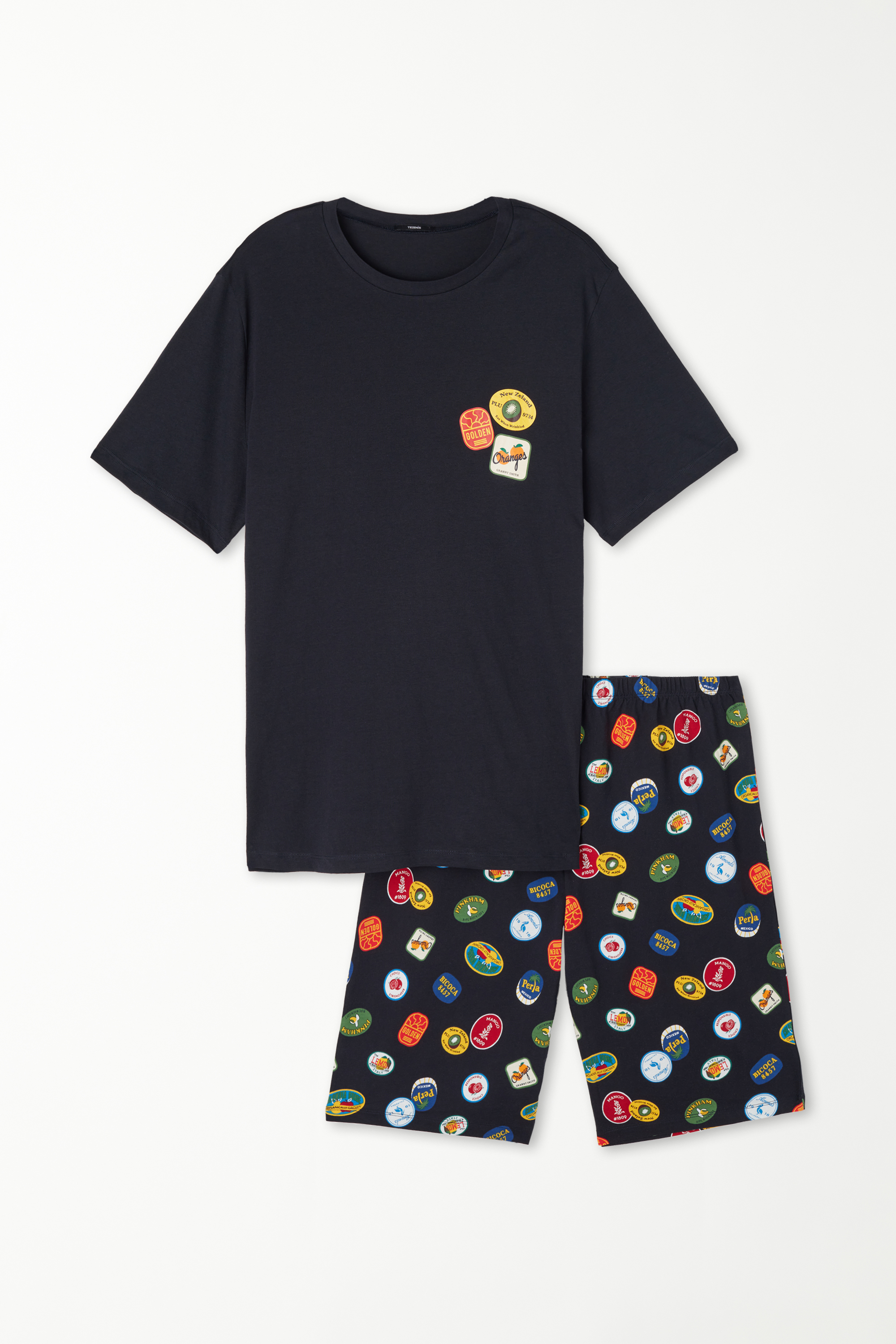 Pijama Curto em Algodão Estampado Stickers