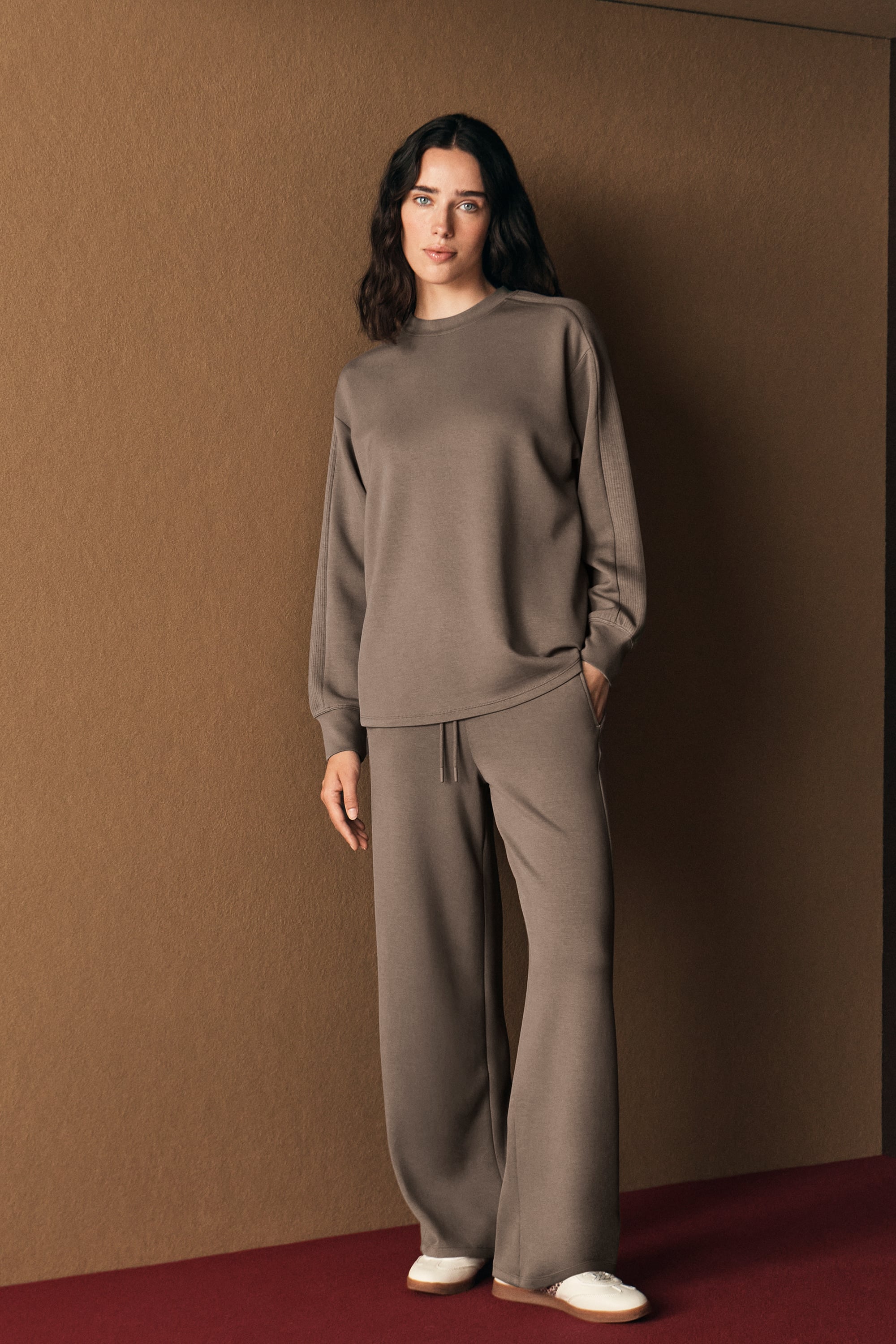 Superior Softness Sweatshirt with Round-Neckline and Ribbed Bands