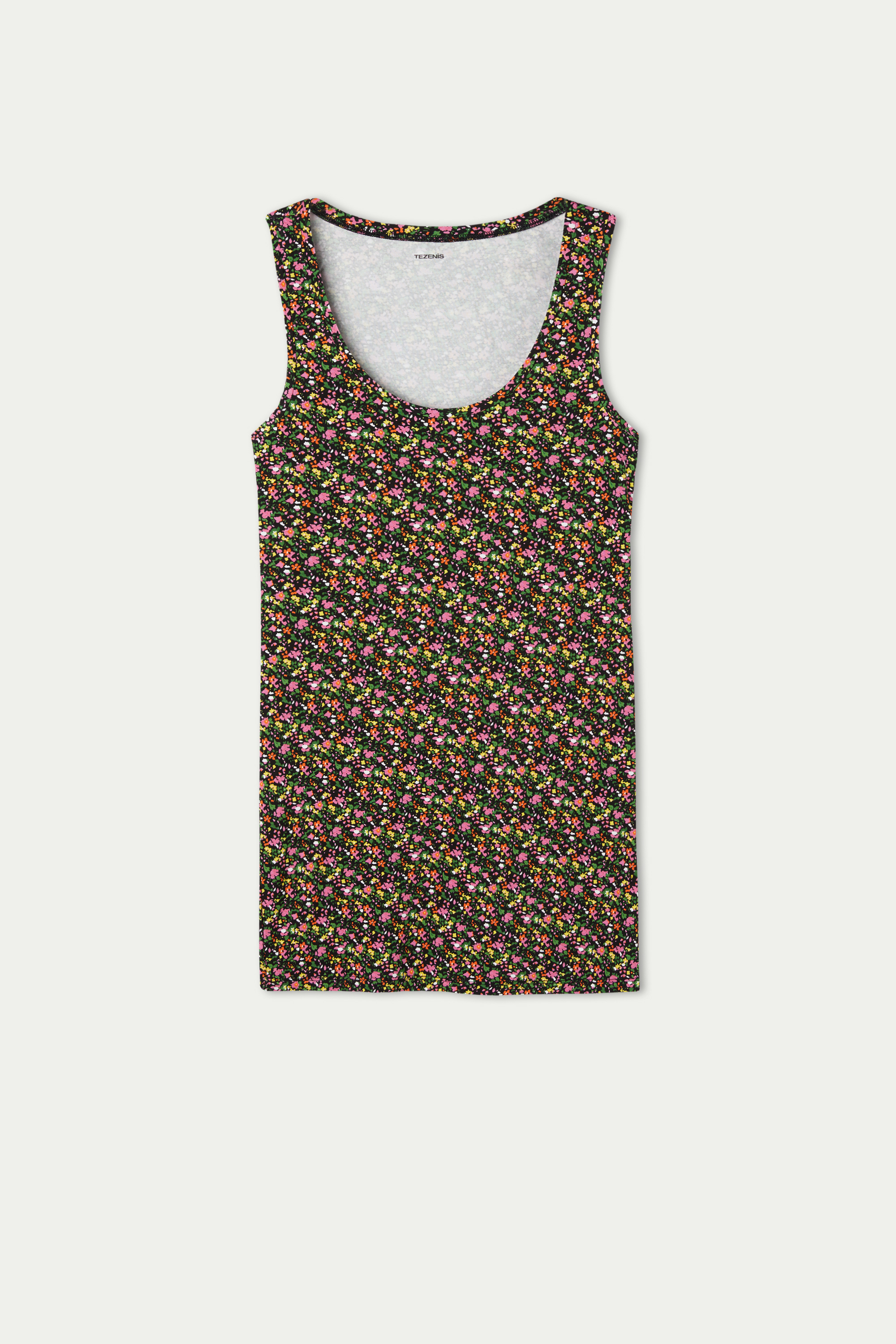 Camiseta de Tirantes Larga de Viscosa Estampada