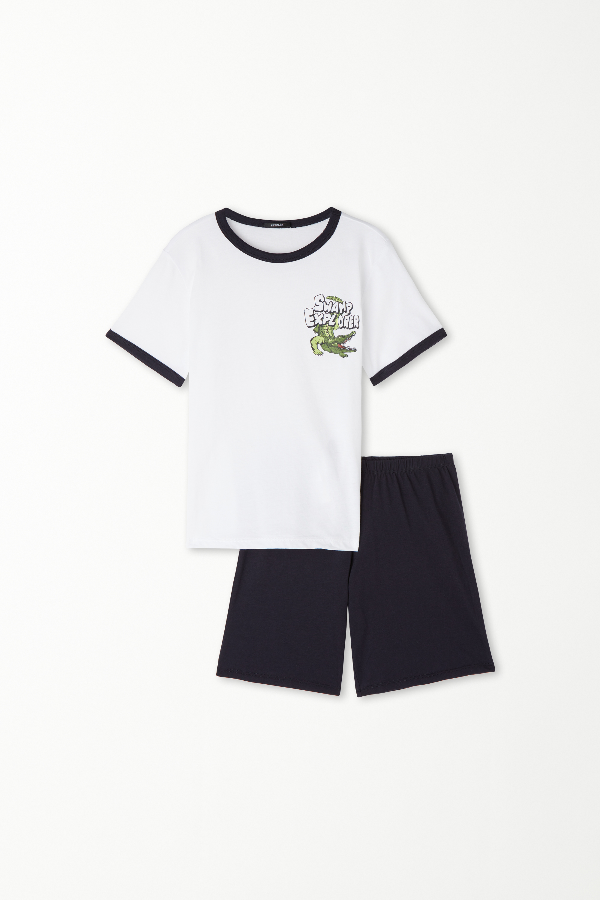 Conjunto de Camiseta y Pantalón Corto de Algodón con Estampado para Niño