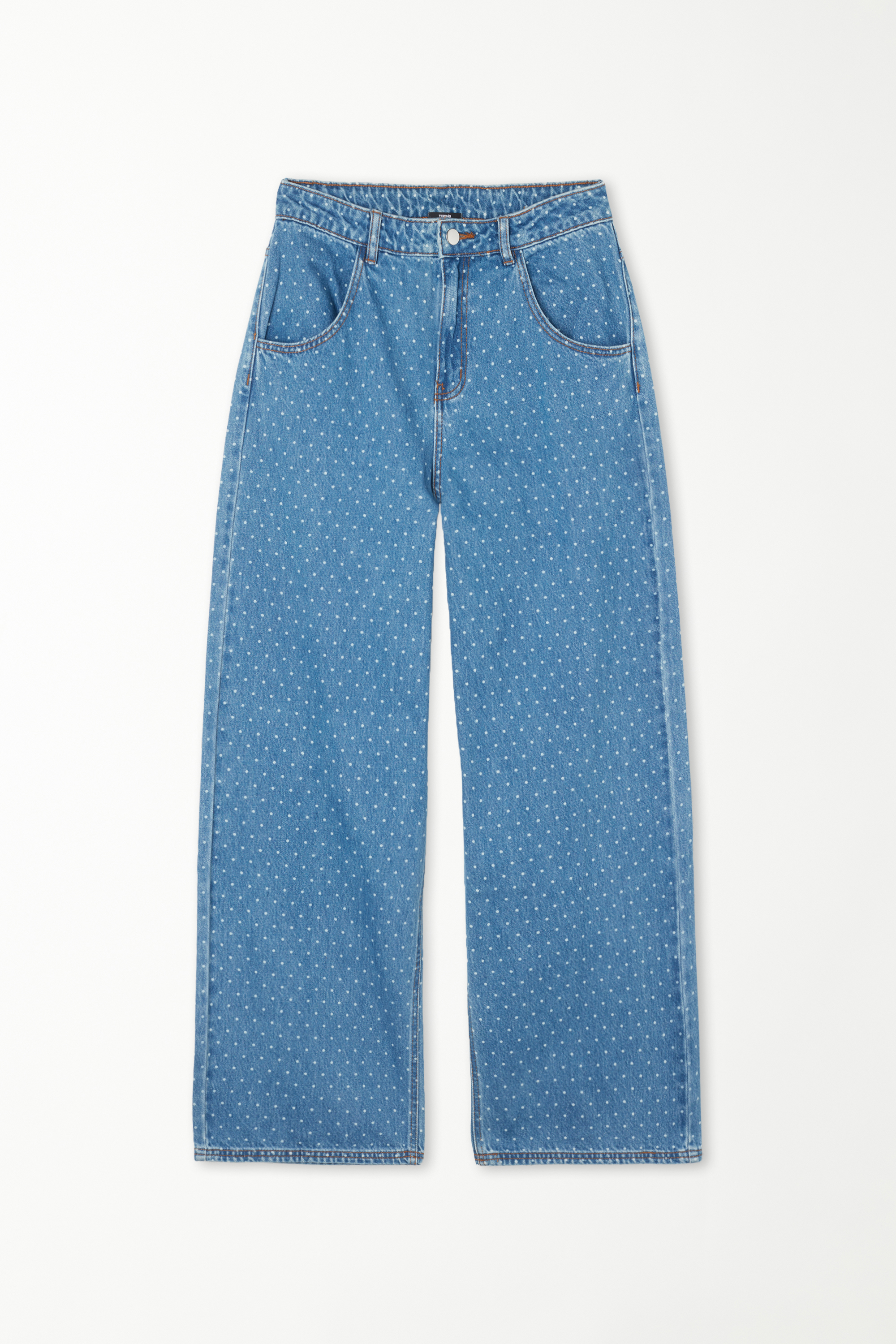 Lange Palazzo-Jeans mit Tupfenprint