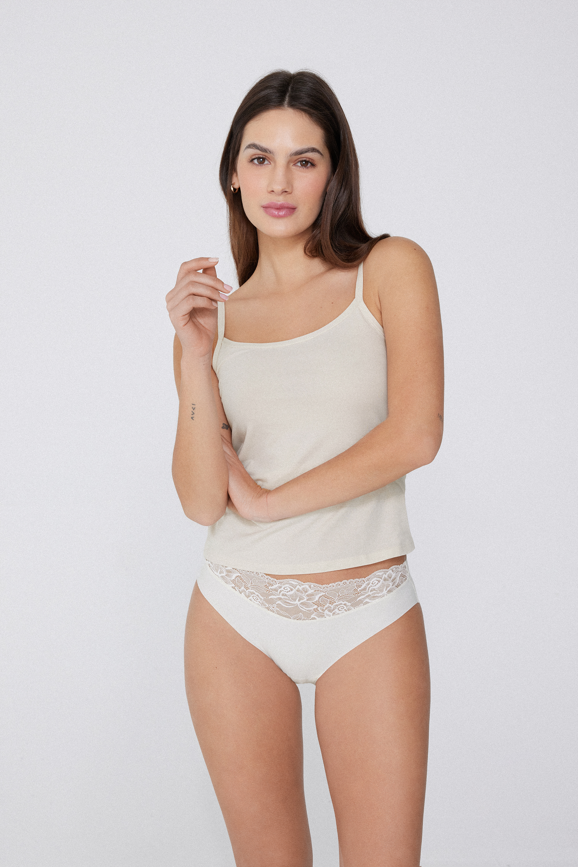 Laser-Cut Microfiber Panties with Lace