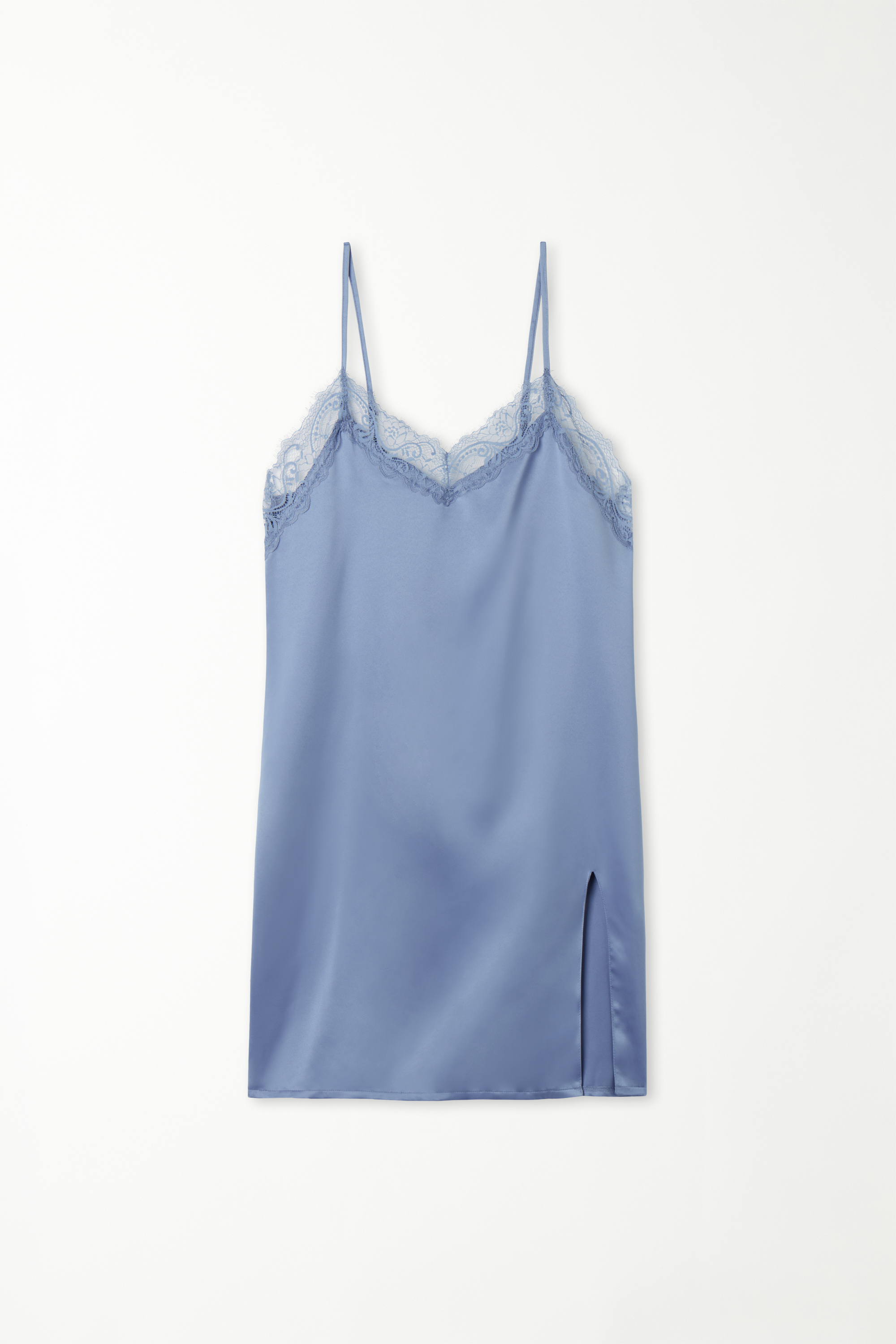 Satin and Lace Camisole with Narrow Shoulder Straps