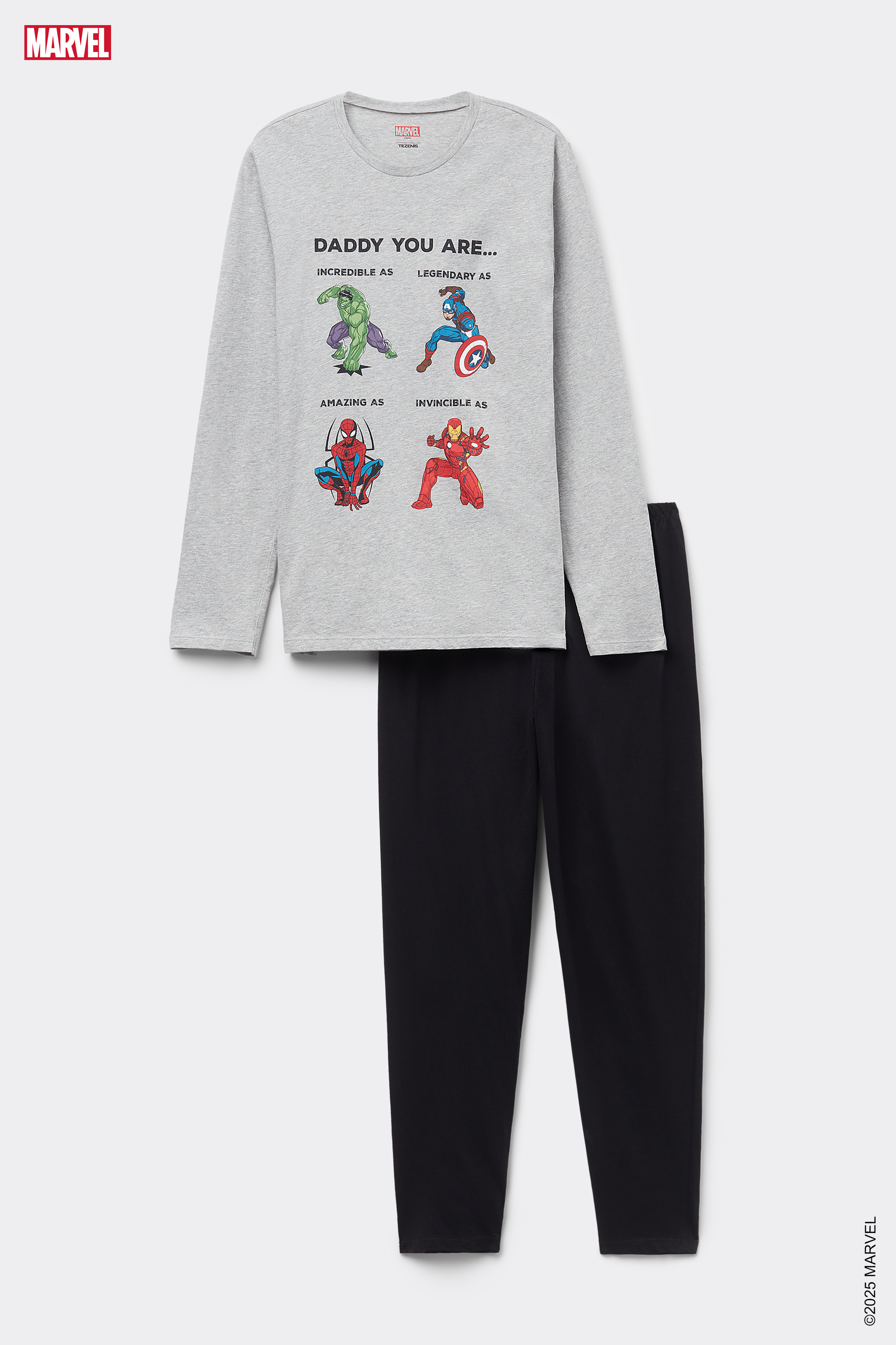 Long Allover Avengers Print Cotton Pajamas