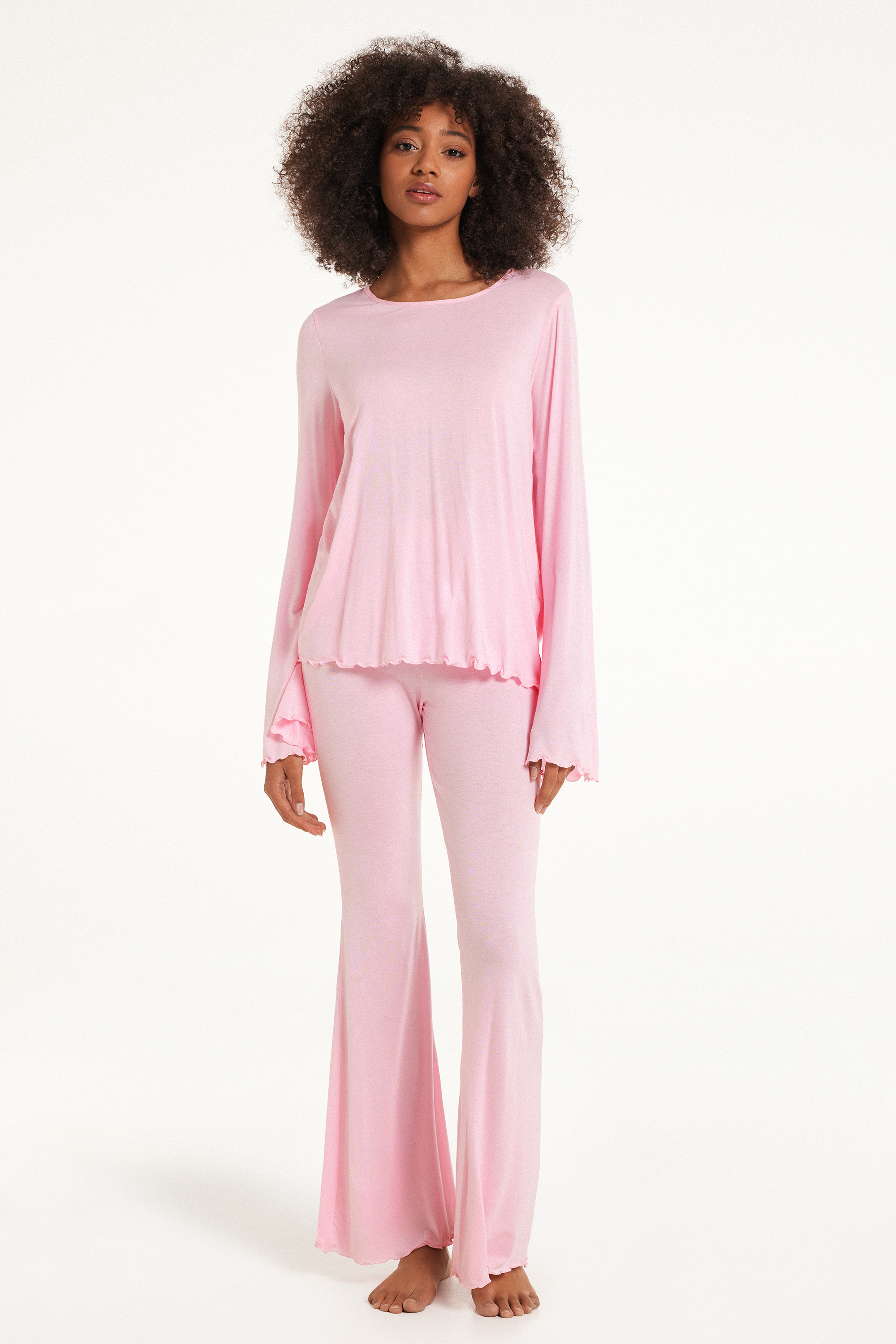 Pijama Largo Flare de Viscosa de Color Liso | Tezenis