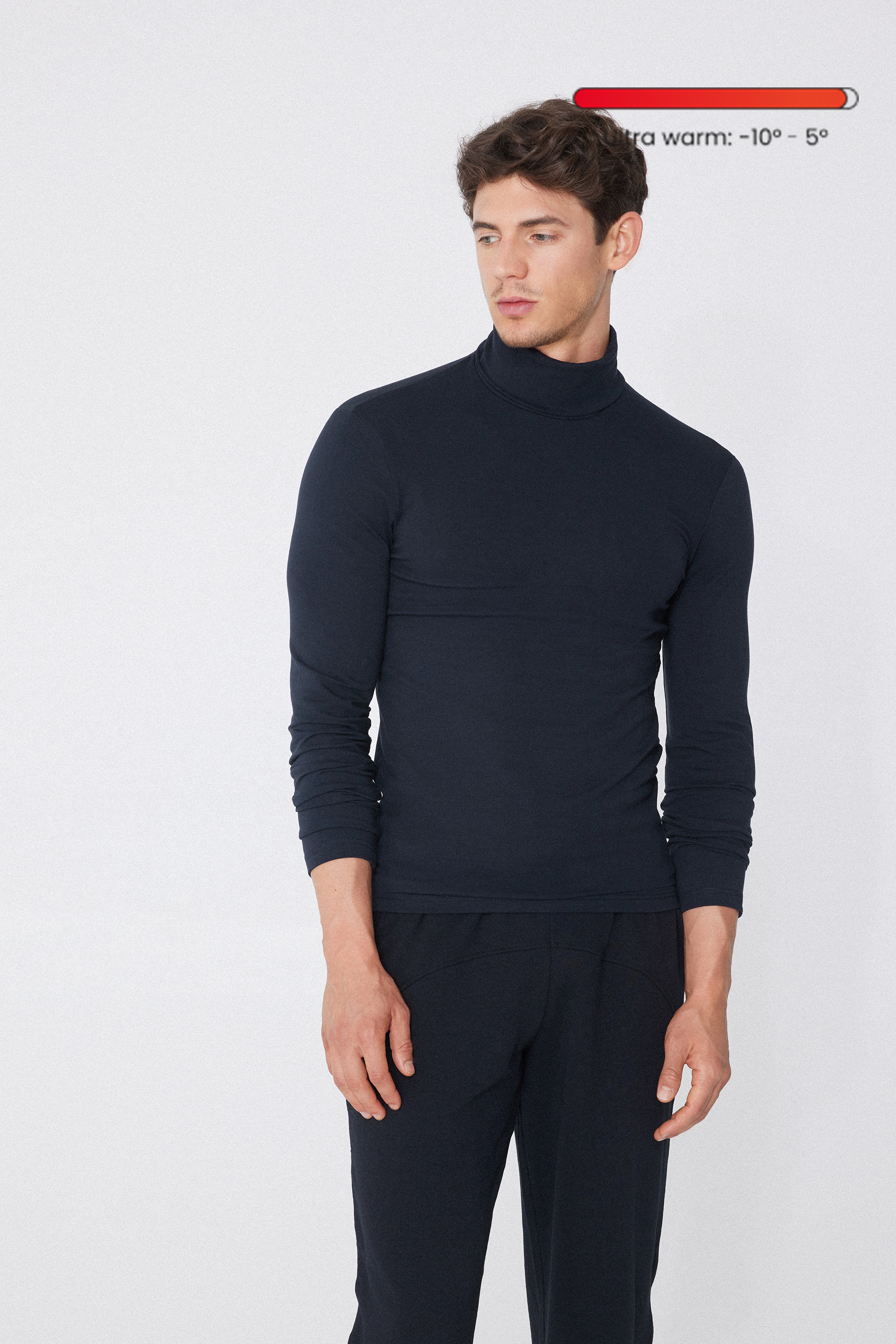 Maglia Collo Alto in Cotone Termico con Manica Lunga