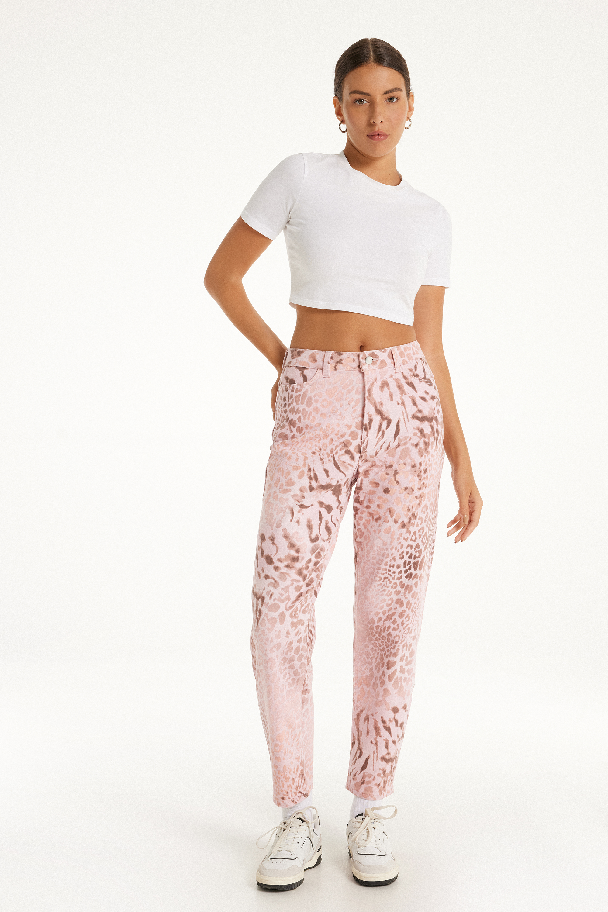 Printed Denim Trousers