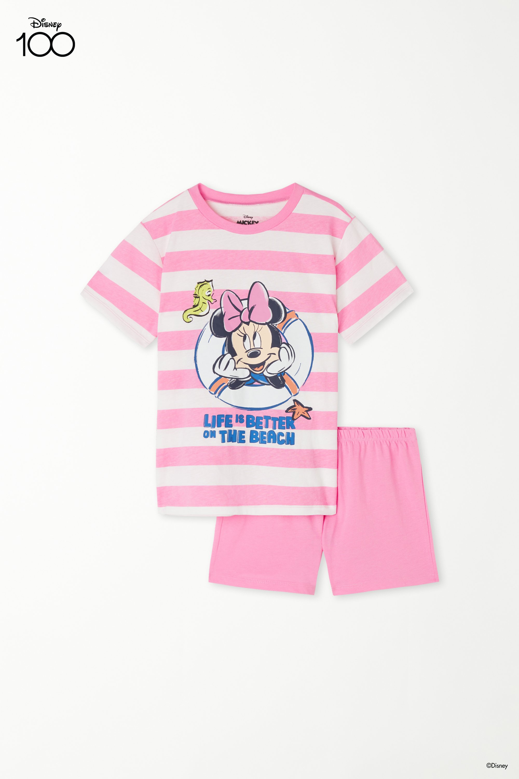Krátke Bavlnené Pyžamo s Potlačou Disney Minnie