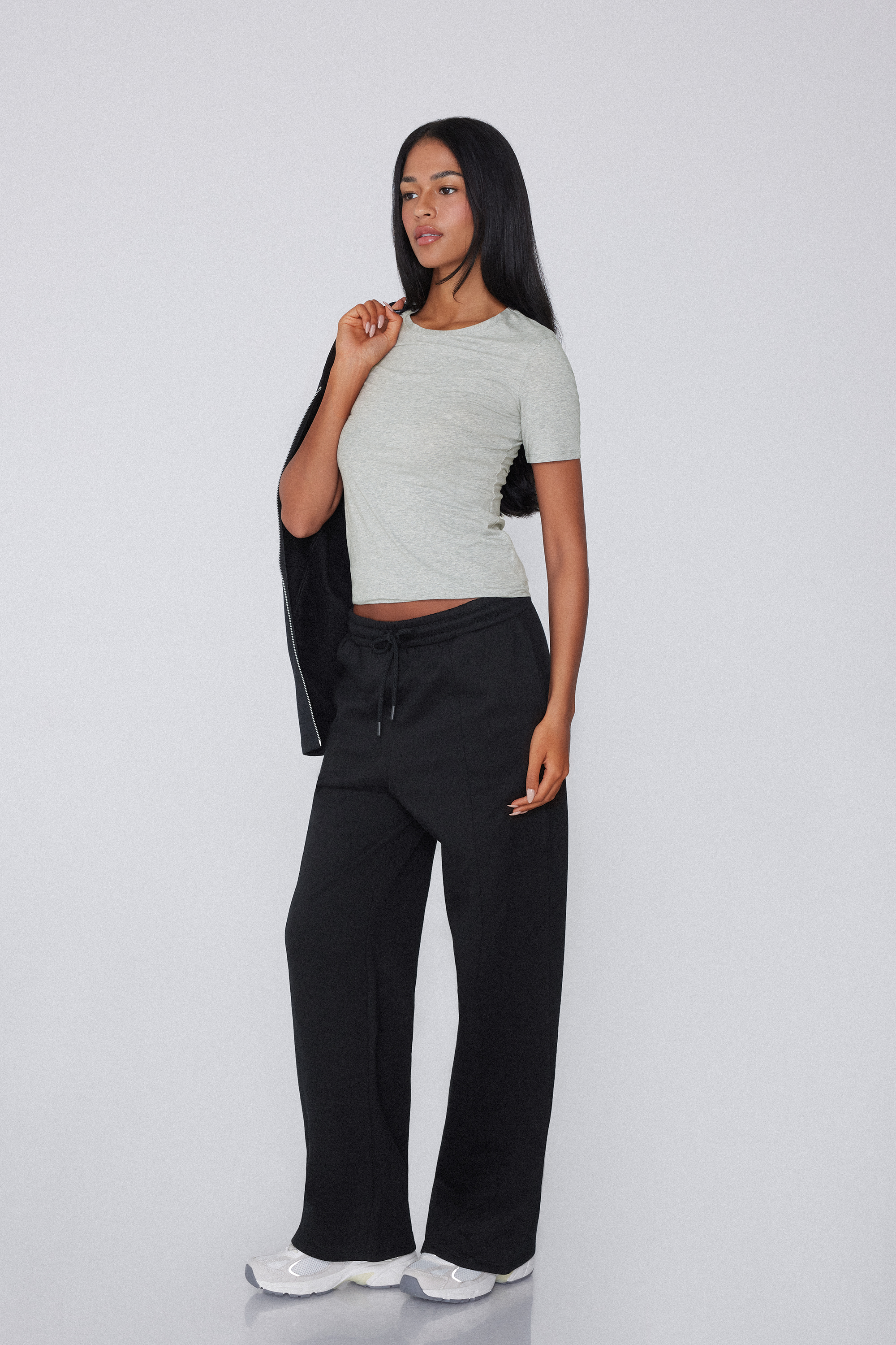 Pantaloni Tuta Palazzo con Cucitura e Coulisse