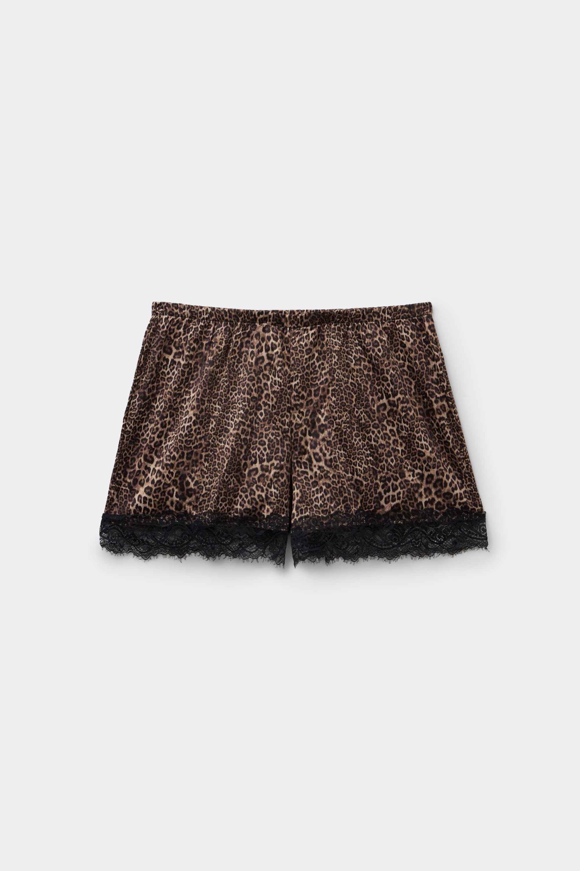 Pantaloncino Corto in Raso Stampato e Pizzo