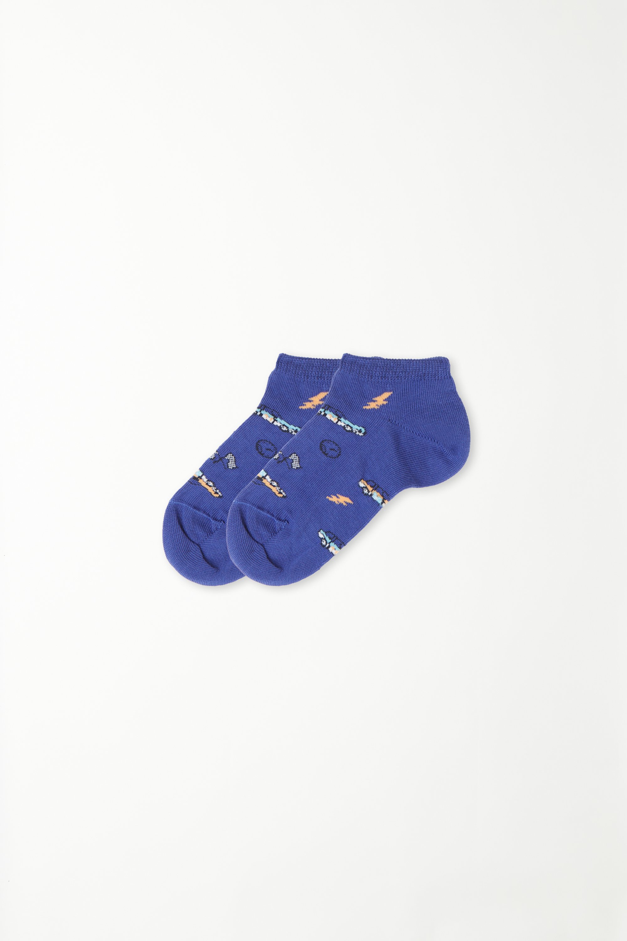 Boys’ Patterned Cotton Trainer Socks