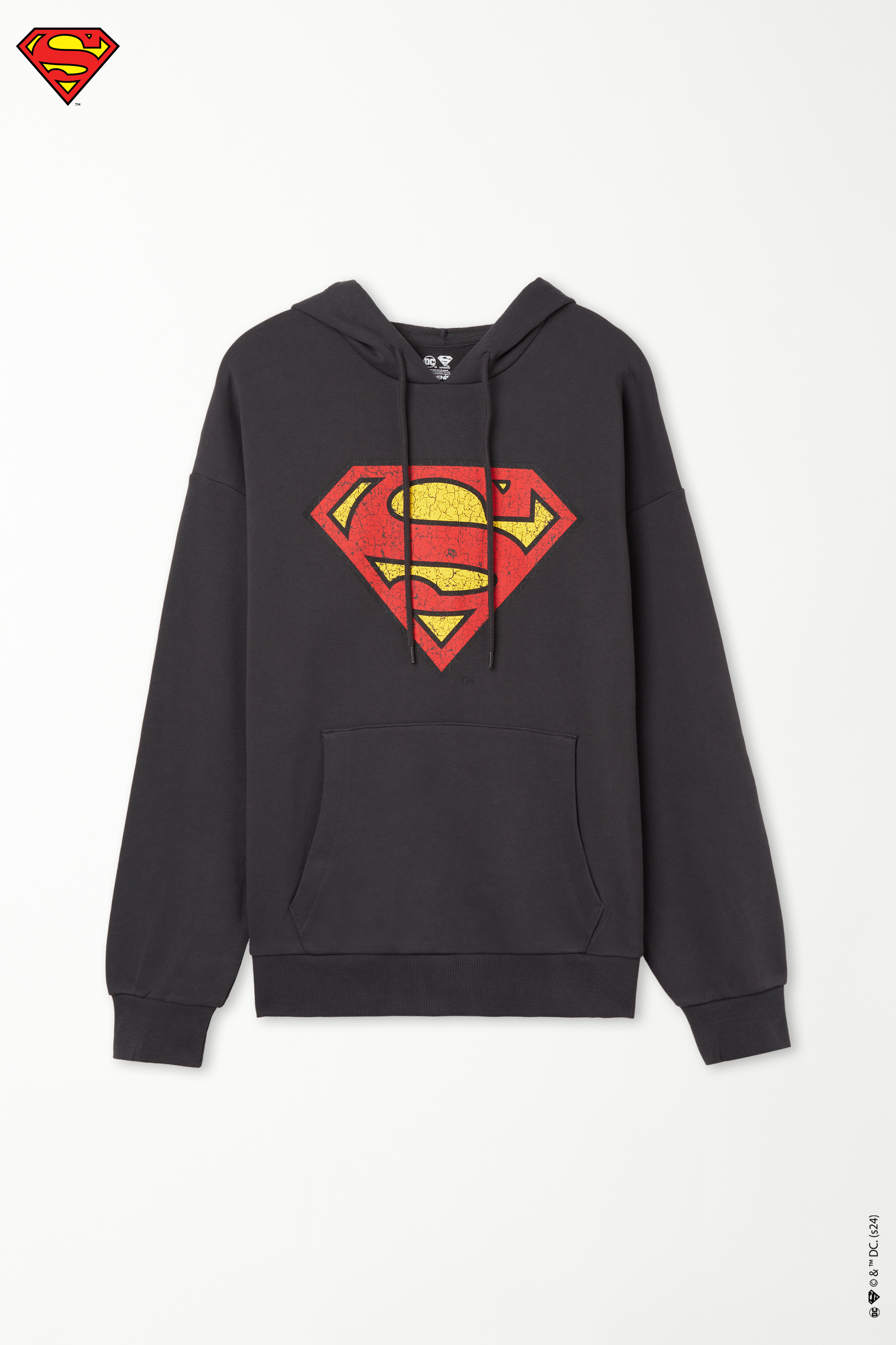 Sweatshirt Felpa Manga Comprida com Capuz Estampado Superman