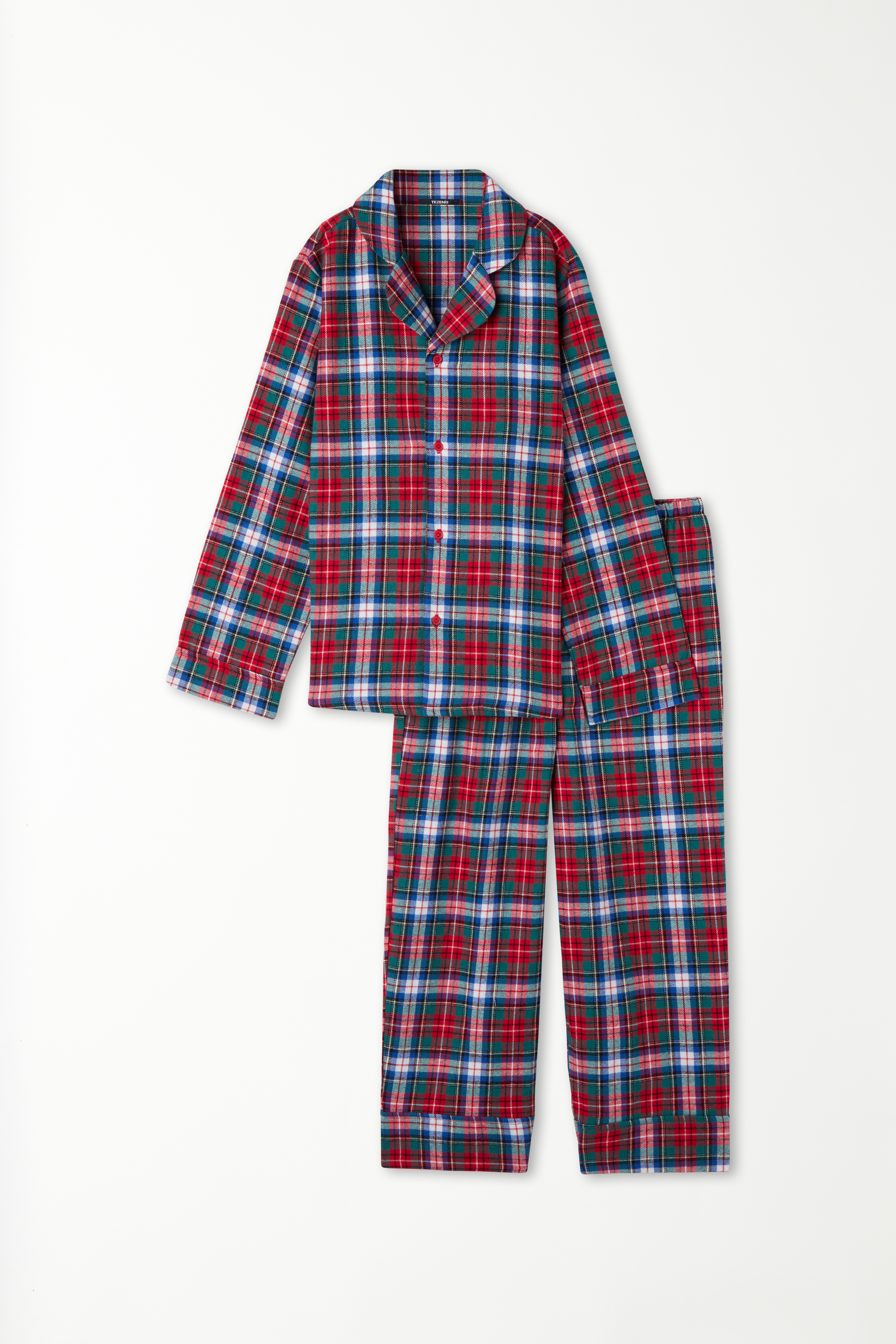 Langer Unisex-Flanellpyjama mit durchgeknöpftem Oberteil für Kinder