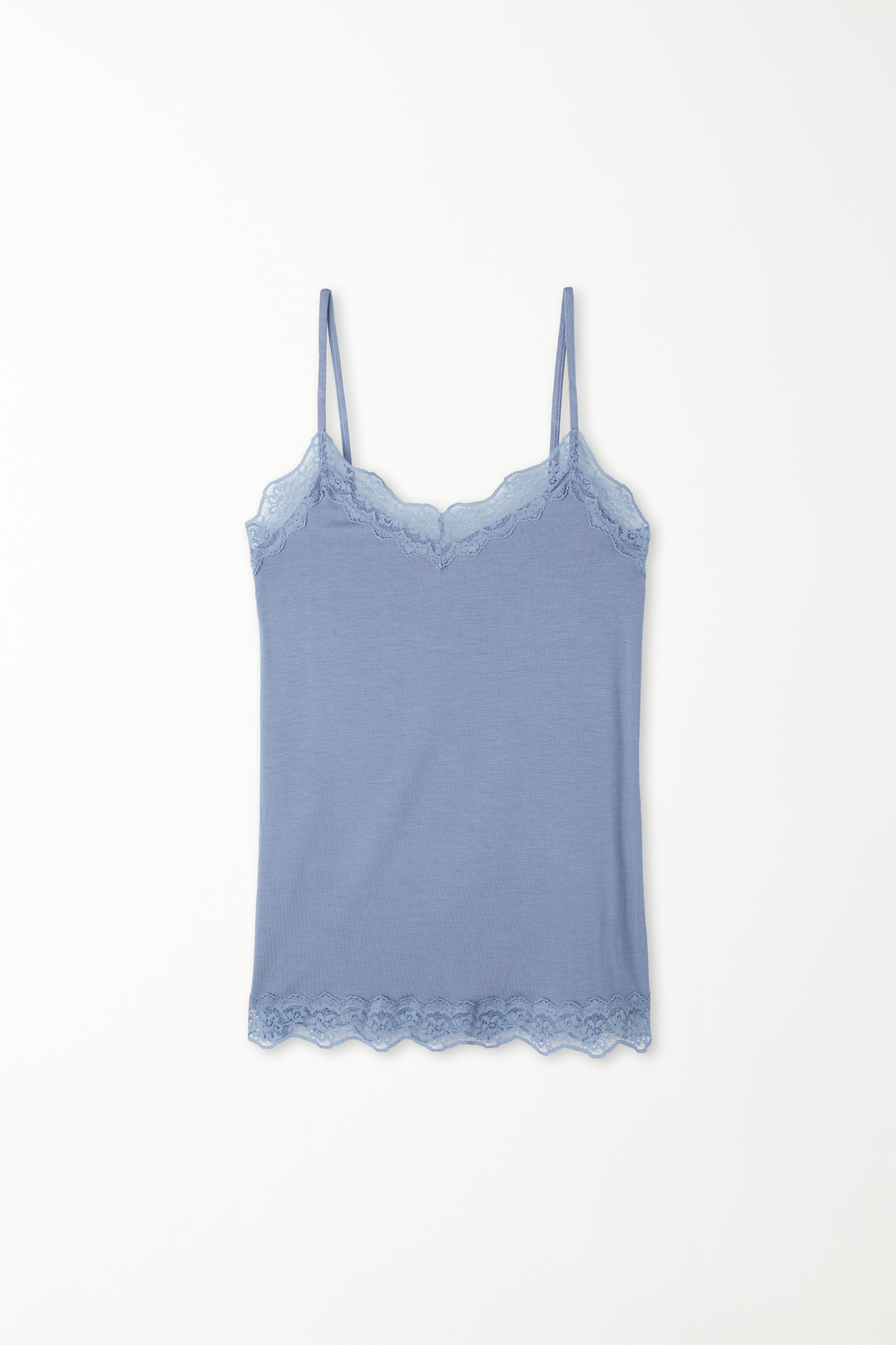 V-Neck Viscose Camisole with Lace