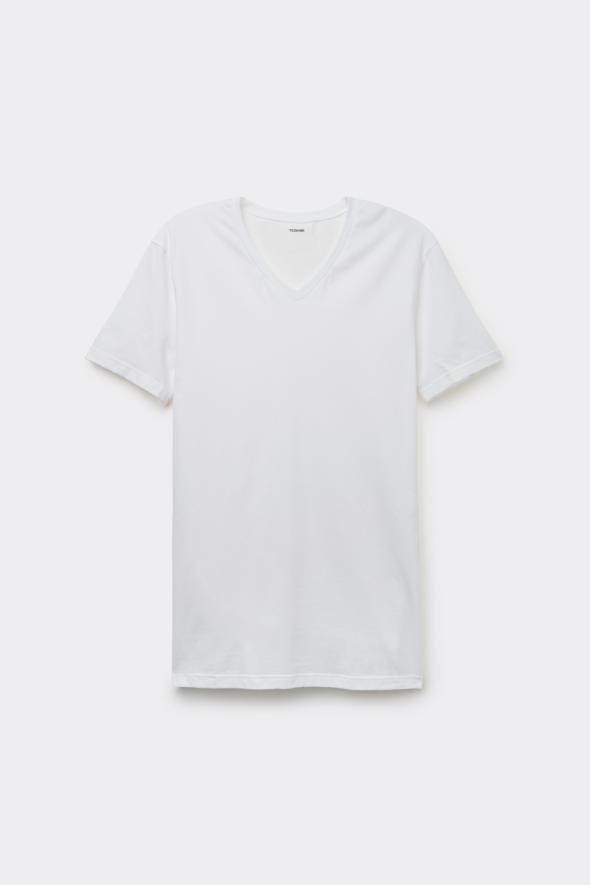 T-shirt Scollo a V in Cotone Elasticizzato