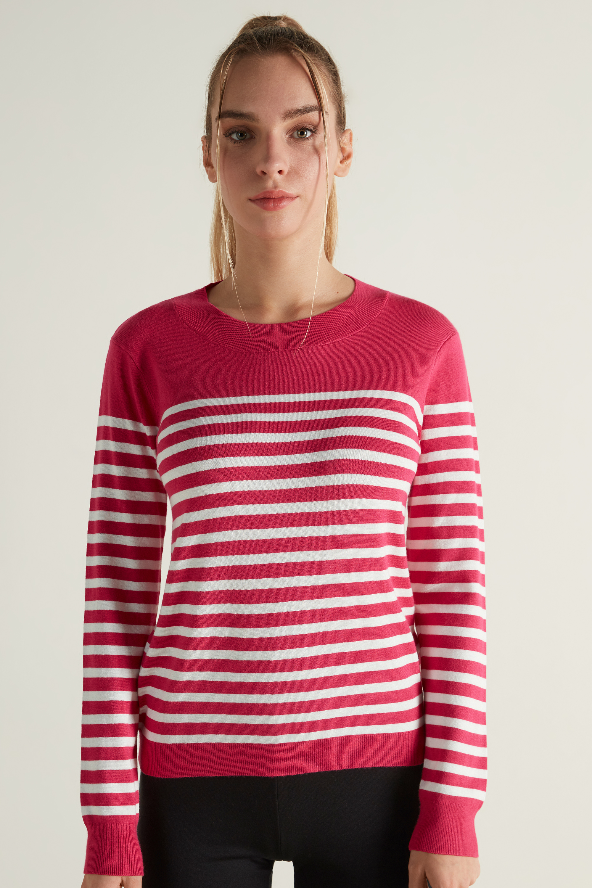 Long-Sleeve Striped Viscose Jumper 